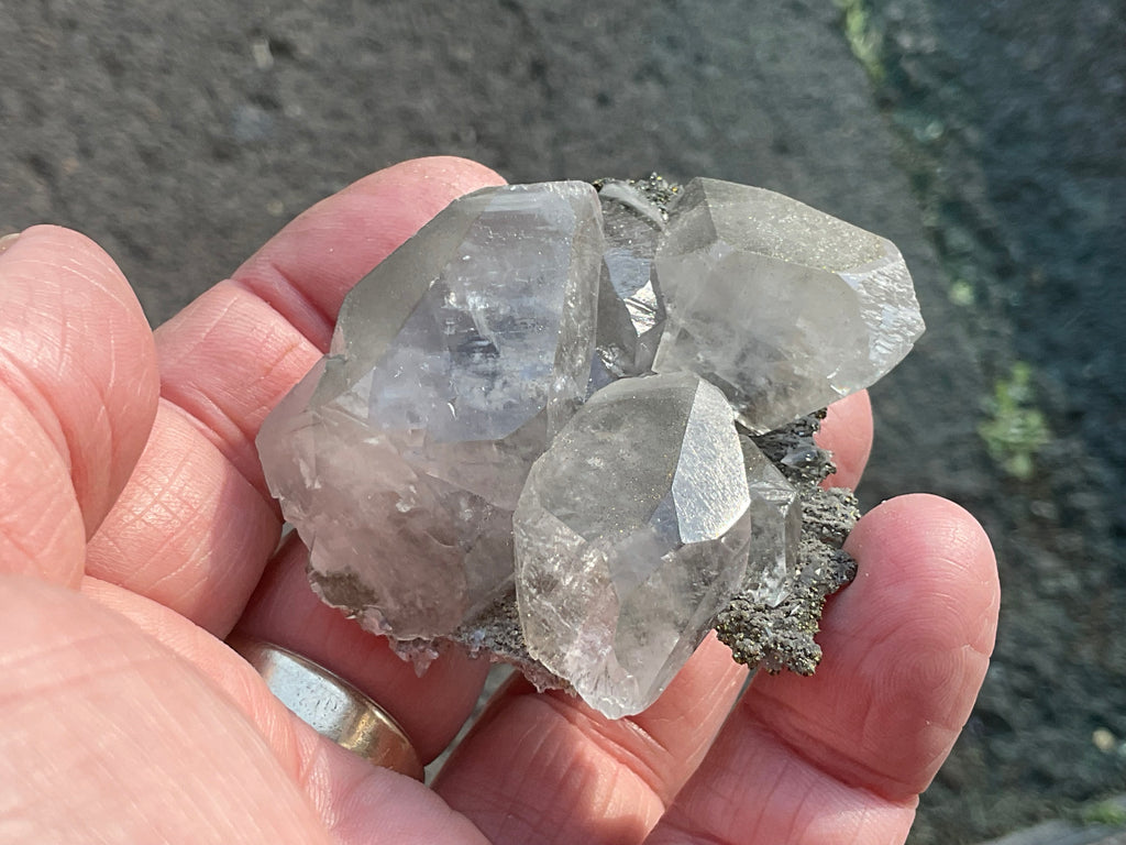 70g Large Diamond Calcite on Pyrite/Chalcedony on Druzy Quartz Matrix Speximen 2C from Fujian, China