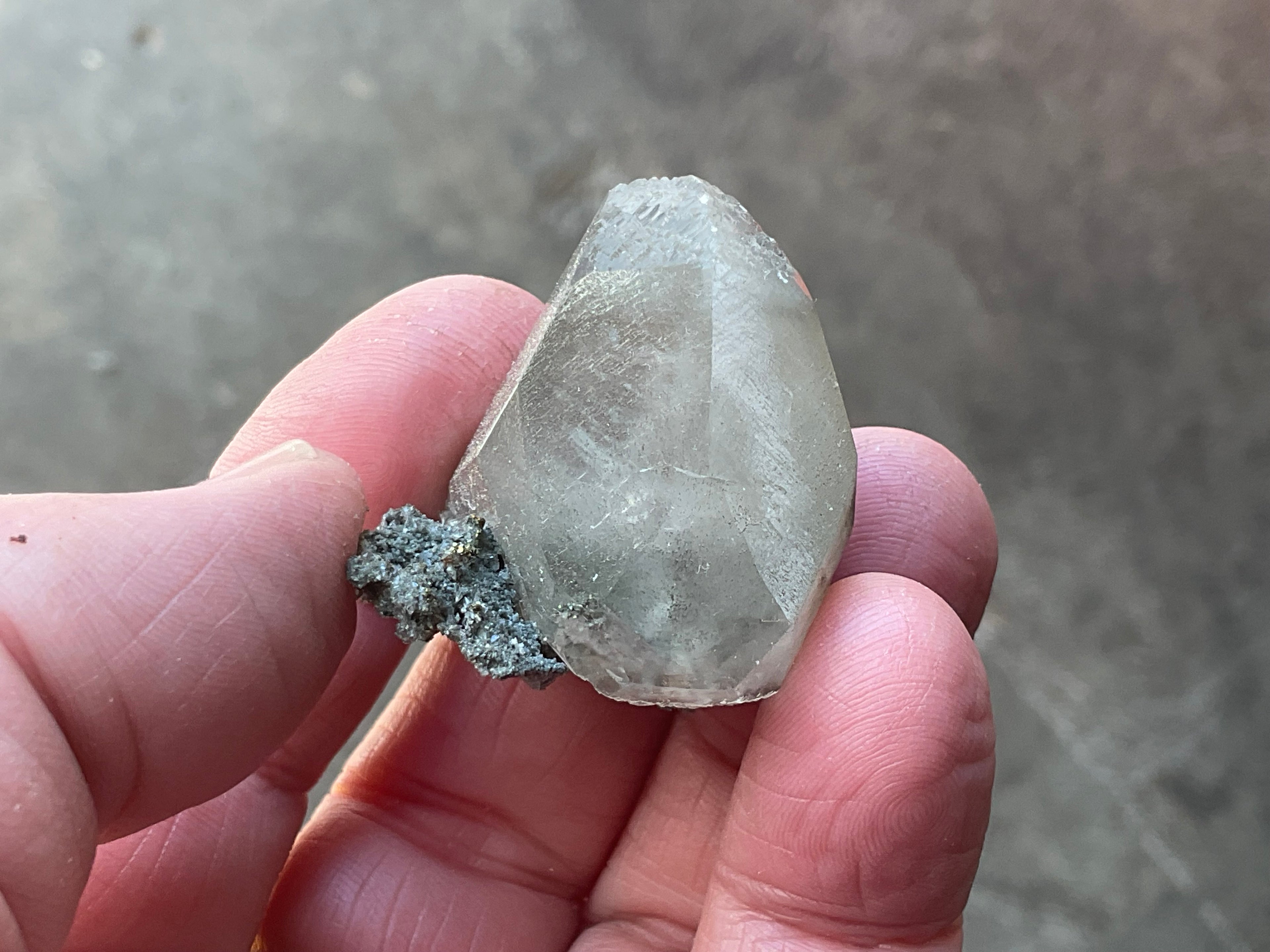 30g Large Diamond Calcite on Pyrite/Chalcedony on Druzy Quartz Matrix Specimen 1A from Fujian, China