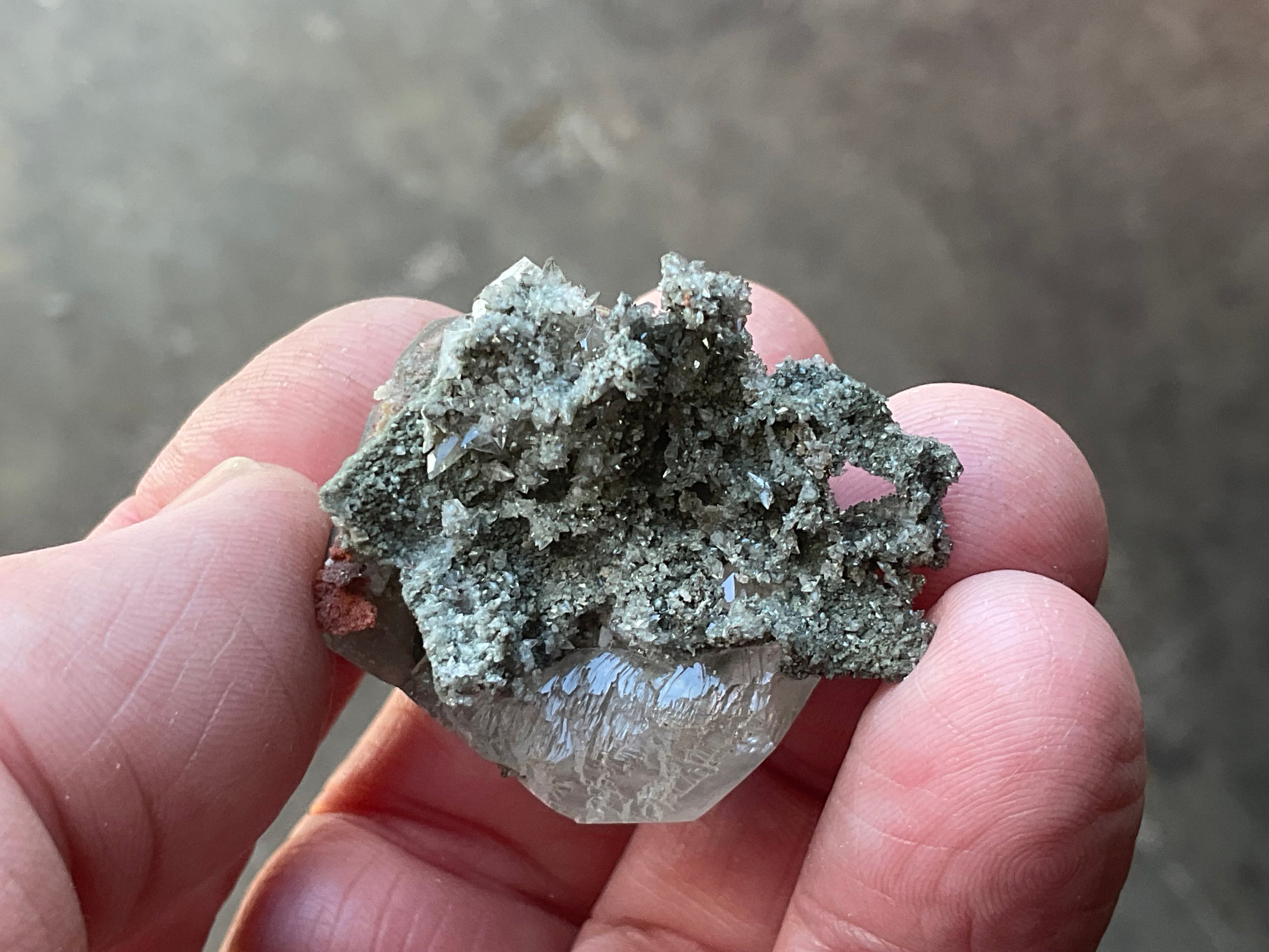 30g Large Diamond Calcite on Pyrite/Chalcedony on Druzy Quartz Matrix Specimen 1A from Fujian, China