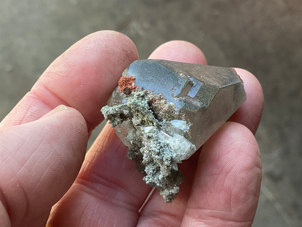 30g Large Diamond Calcite on Pyrite/Chalcedony on Druzy Quartz Matrix Specimen 1A from Fujian, China