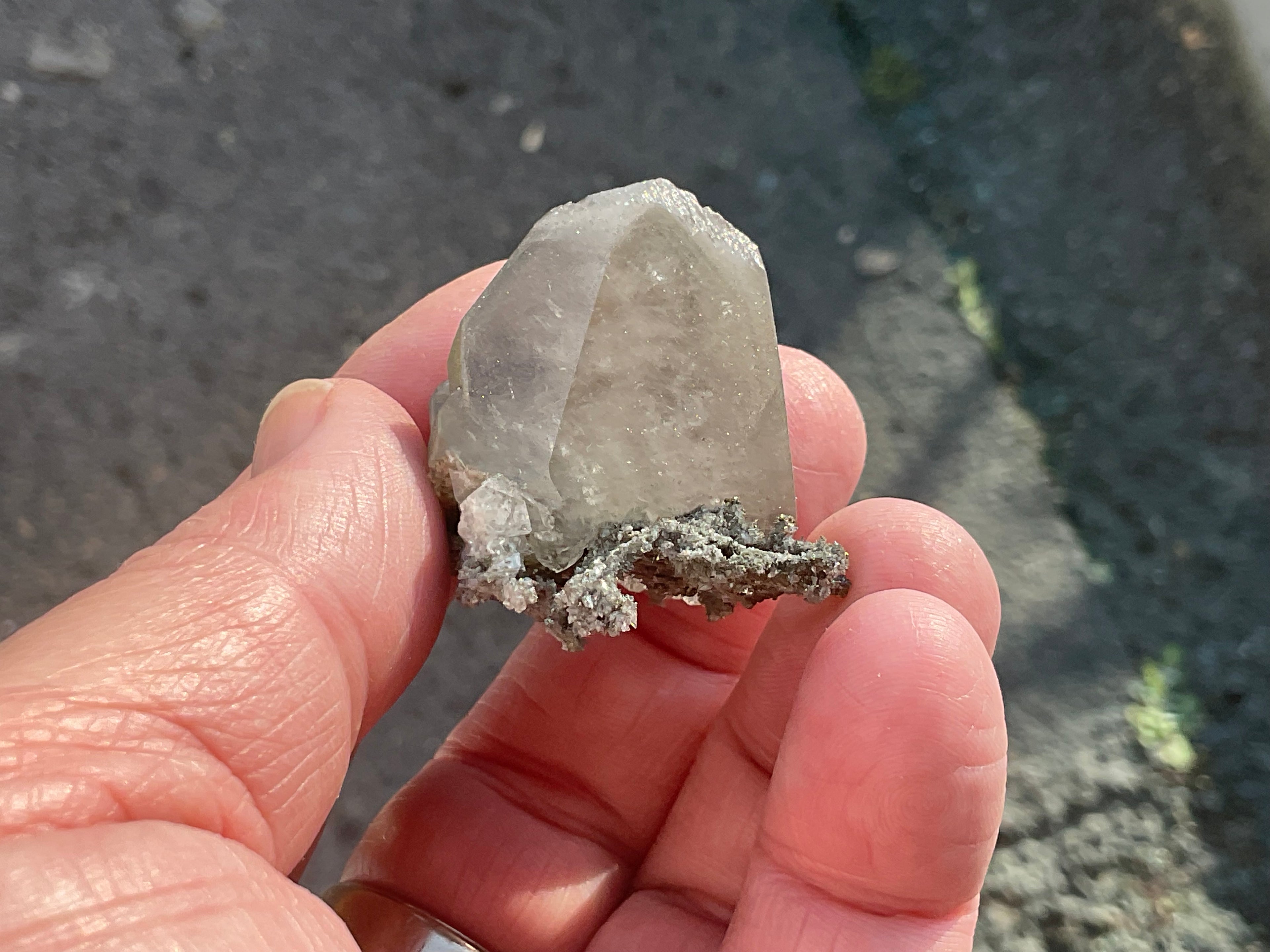 30g Large Diamond Calcite on Pyrite/Chalcedony on Druzy Quartz Matrix Specimen 1A from Fujian, China