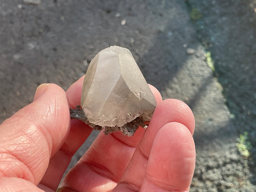30g Large Diamond Calcite on Pyrite/Chalcedony on Druzy Quartz Matrix Specimen 1A from Fujian, China