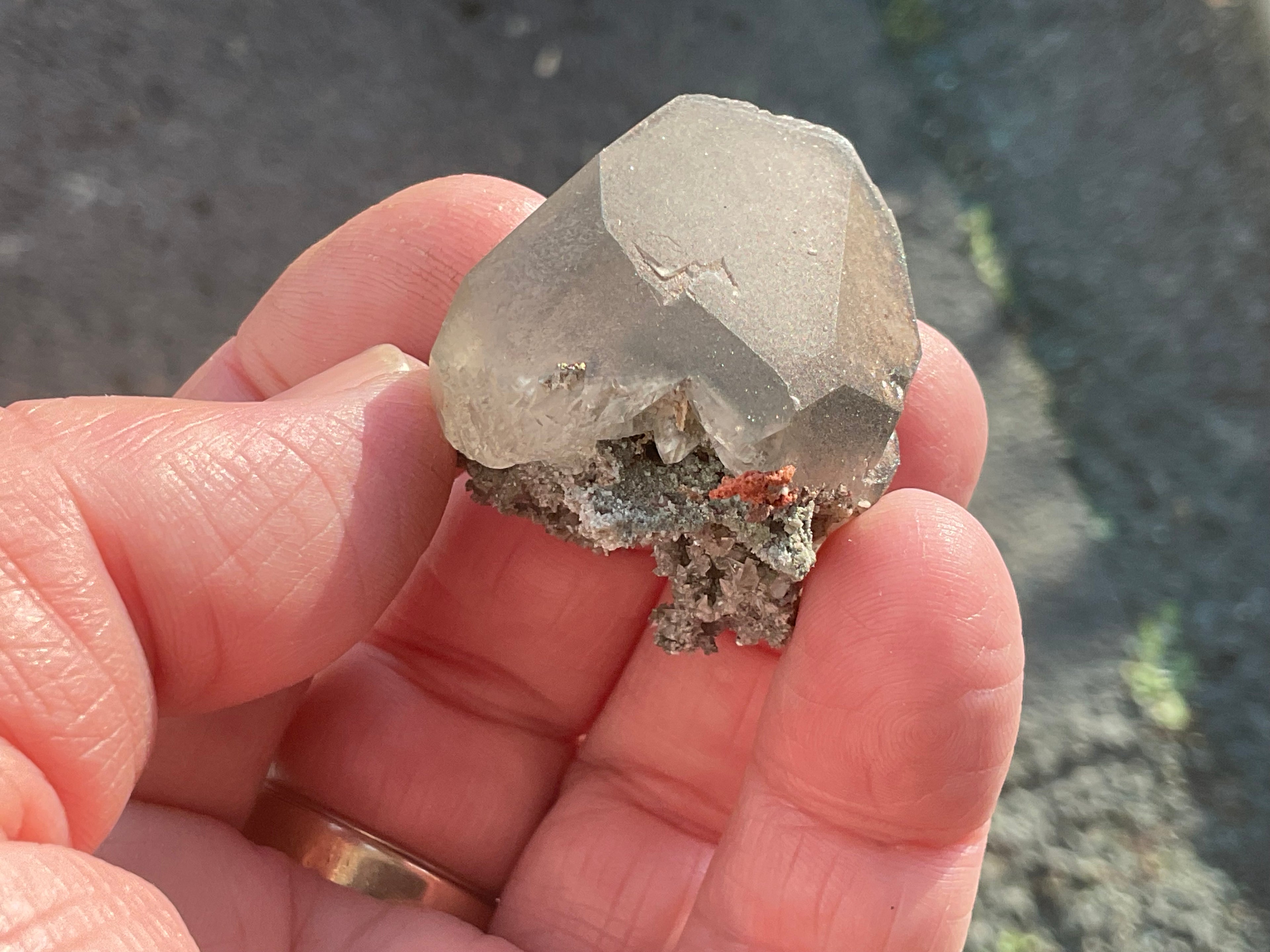 30g Large Diamond Calcite on Pyrite/Chalcedony on Druzy Quartz Matrix Specimen 1A from Fujian, China