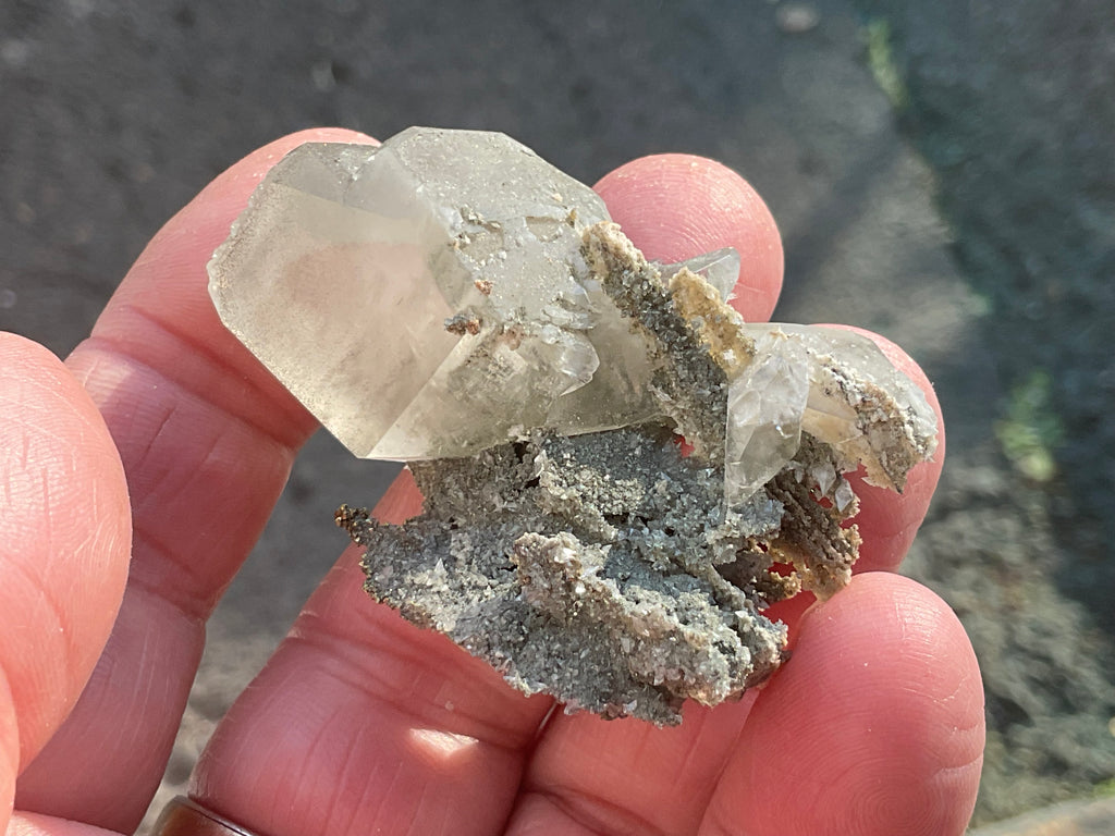 24g Large Diamond Calcite on Pyrite/Chalcedony on Druzy Quartz Matrix Specimen 1B from Fujian, China