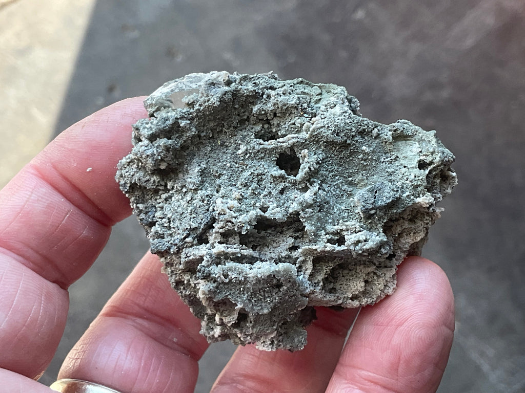 40g Large Dog Tooth Calcite on Pyrite/Chalcedony on Druzy Quartz Matrix Specimen 1C