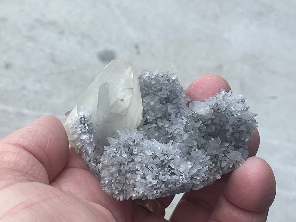 116g Large Diamond Calcite on Needle Quartz from Fujian, China A