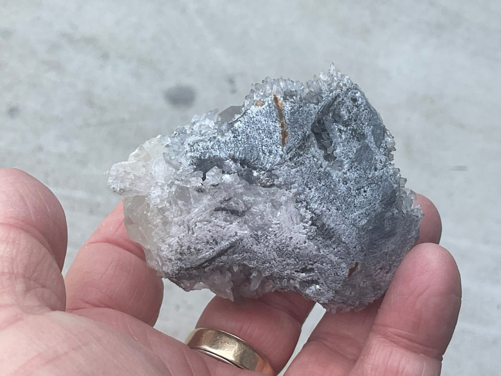 116g Large Diamond Calcite on Needle Quartz from Fujian, China A