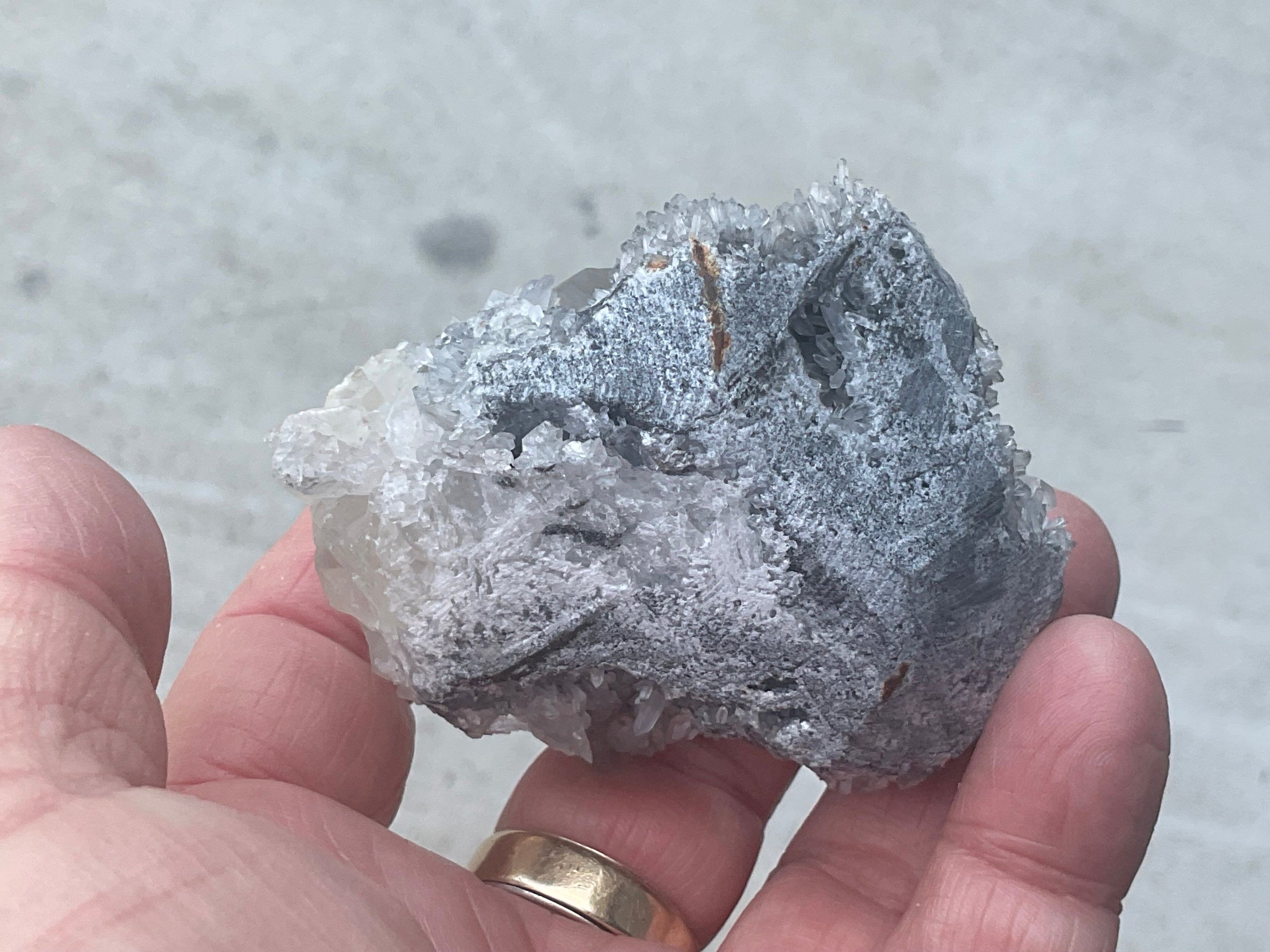 116g Large Diamond Calcite on Needle Quartz from Fujian, China A
