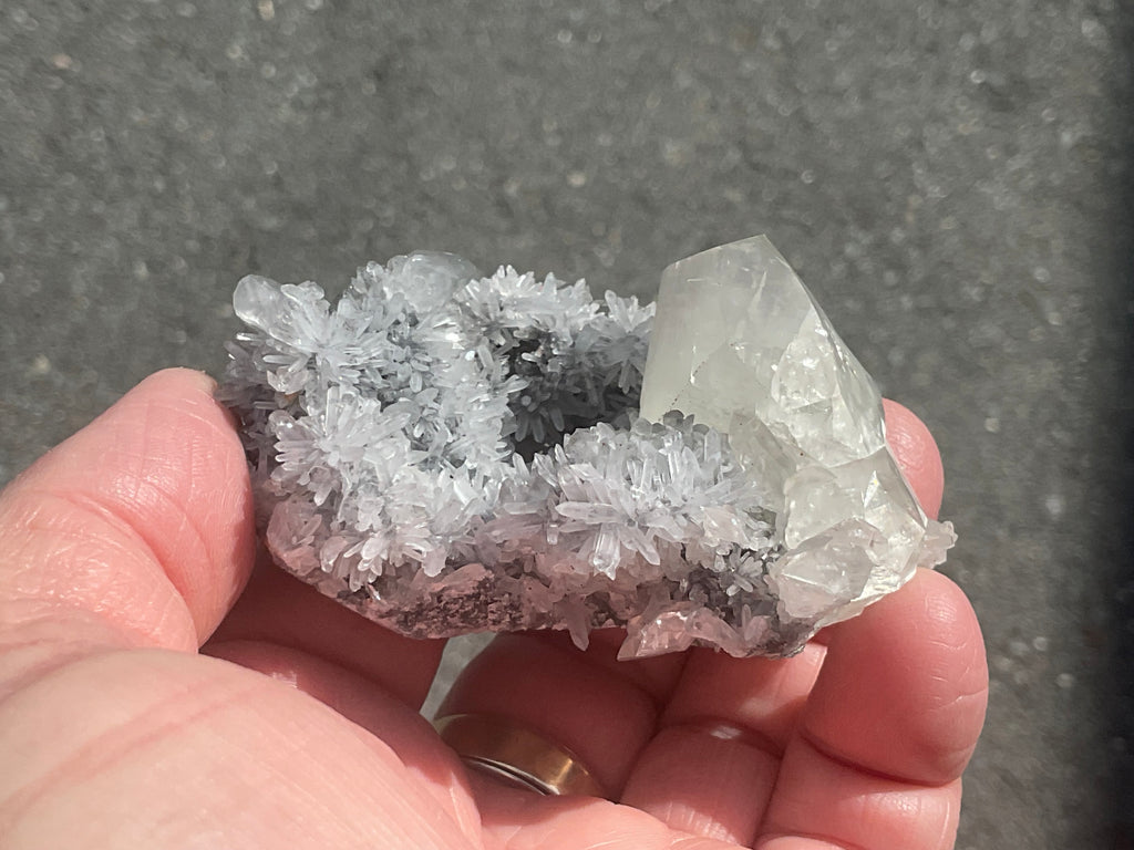 116g Large Diamond Calcite on Needle Quartz from Fujian, China A