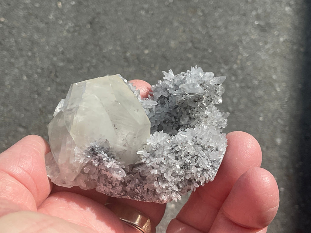 116g Large Diamond Calcite on Needle Quartz from Fujian, China A