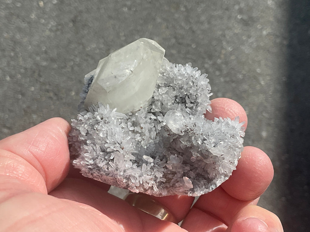 116g Large Diamond Calcite on Needle Quartz from Fujian, China A