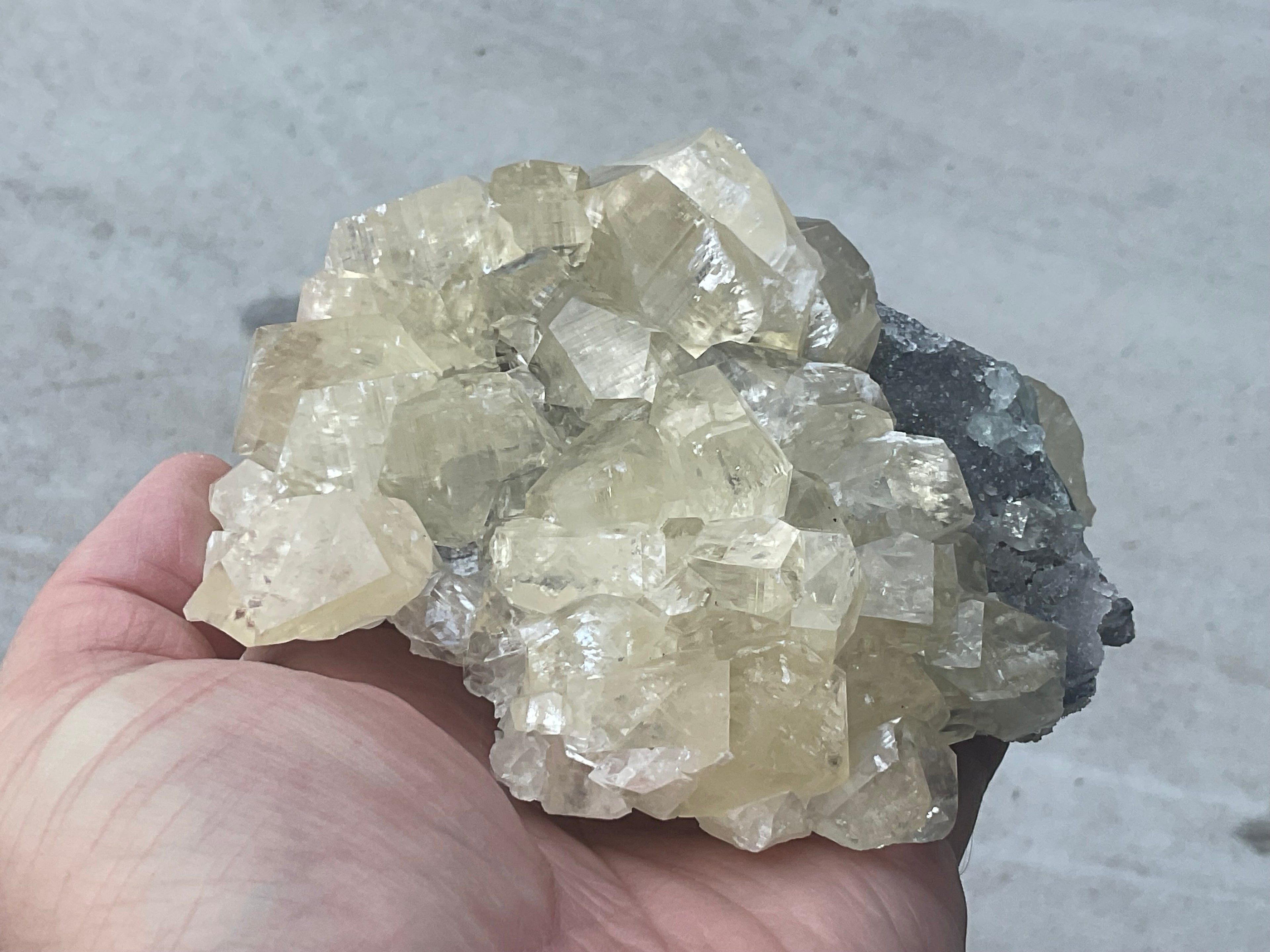 502g Diamond Calcite on Quartz Specimen B from Fujian, China