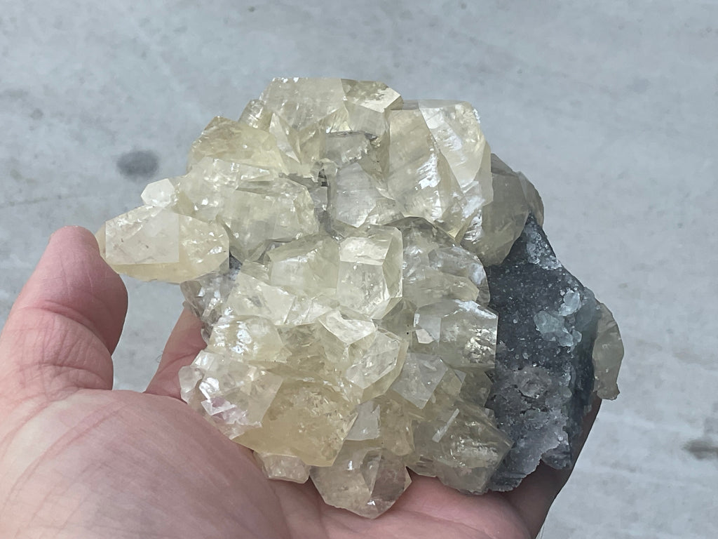 502g Diamond Calcite on Quartz Specimen B from Fujian, China