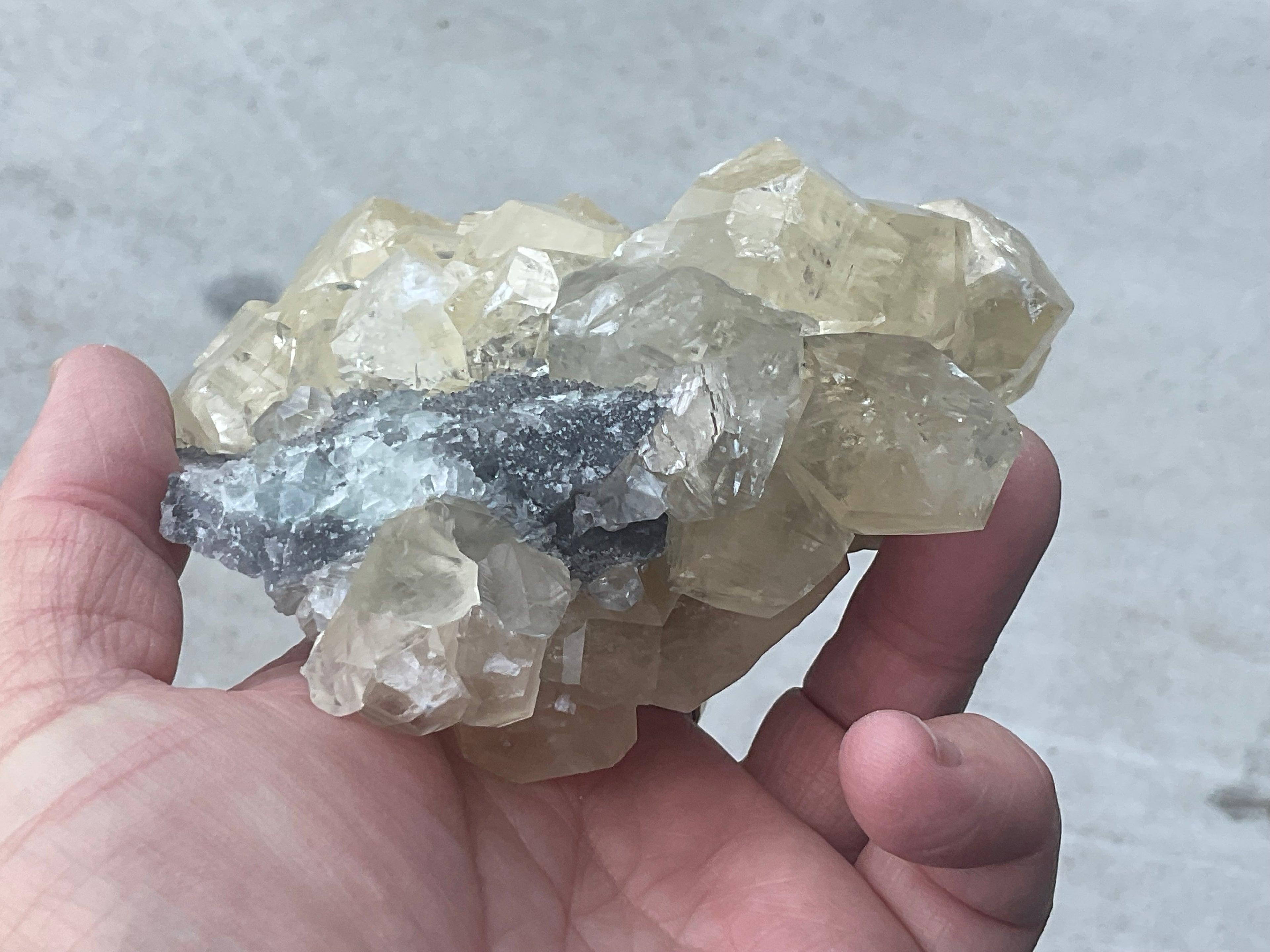 502g Diamond Calcite on Quartz Specimen B from Fujian, China
