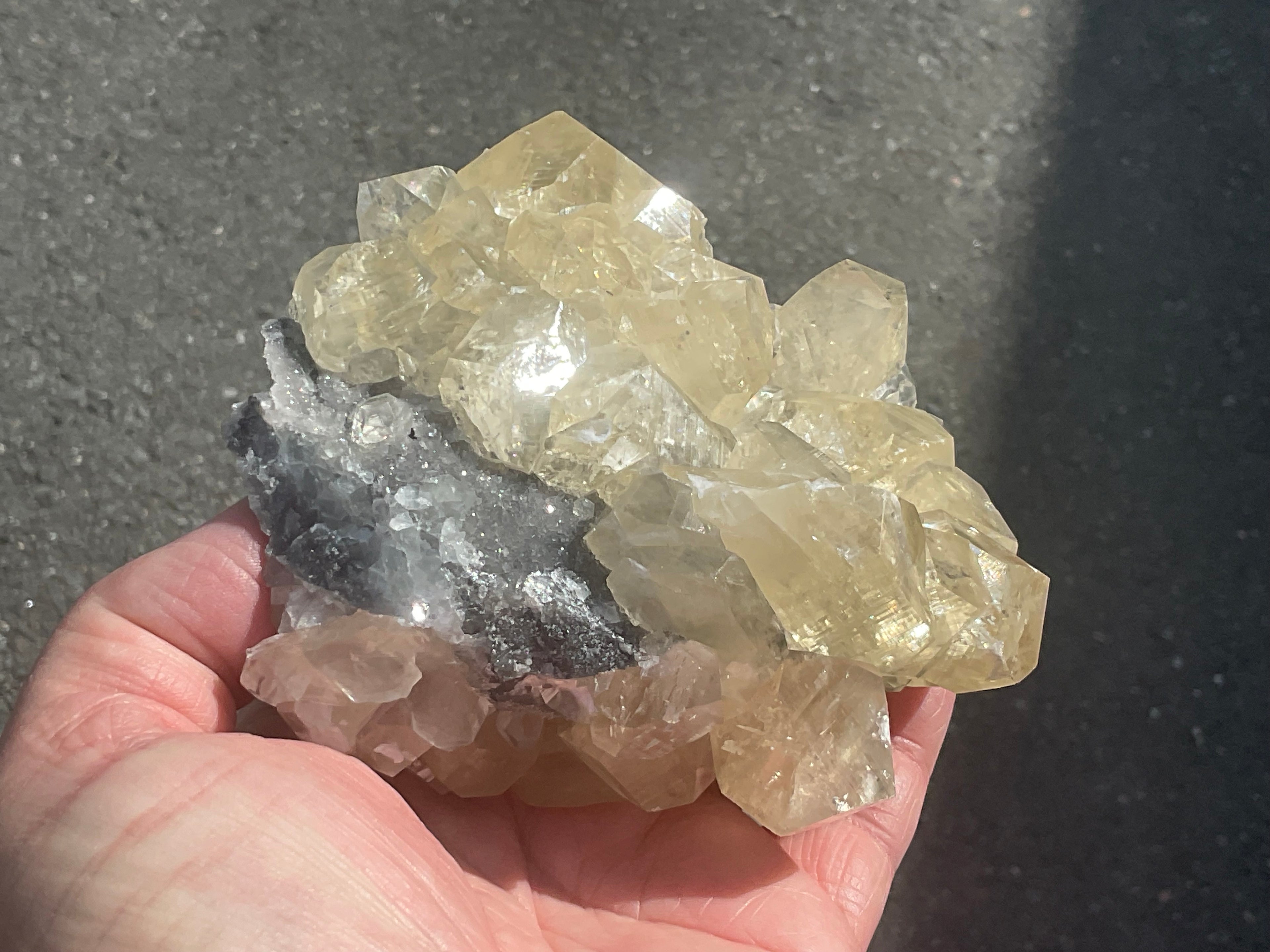 502g Diamond Calcite on Quartz Specimen B from Fujian, China