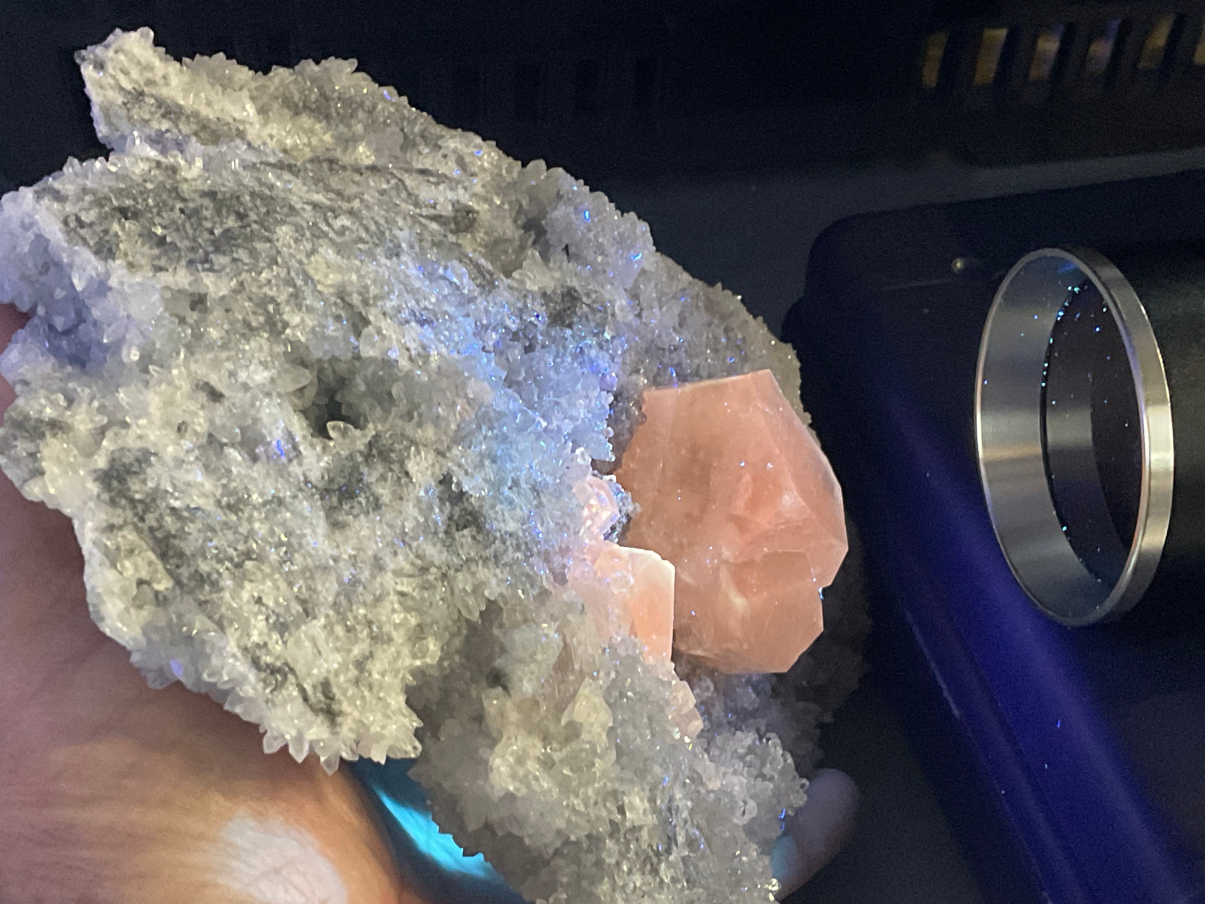 1.382kg XL Diamond Calcite on Quartz/Sphalerite Specimen