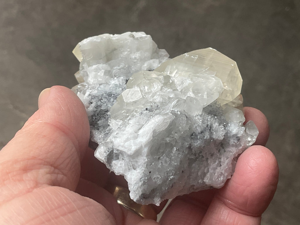 143g Large Diamond Calcite on Quartz Specimen 2A from Fujian, China