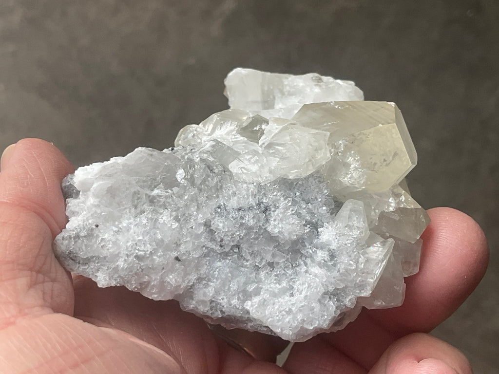143g Large Diamond Calcite on Quartz Specimen 2A from Fujian, China