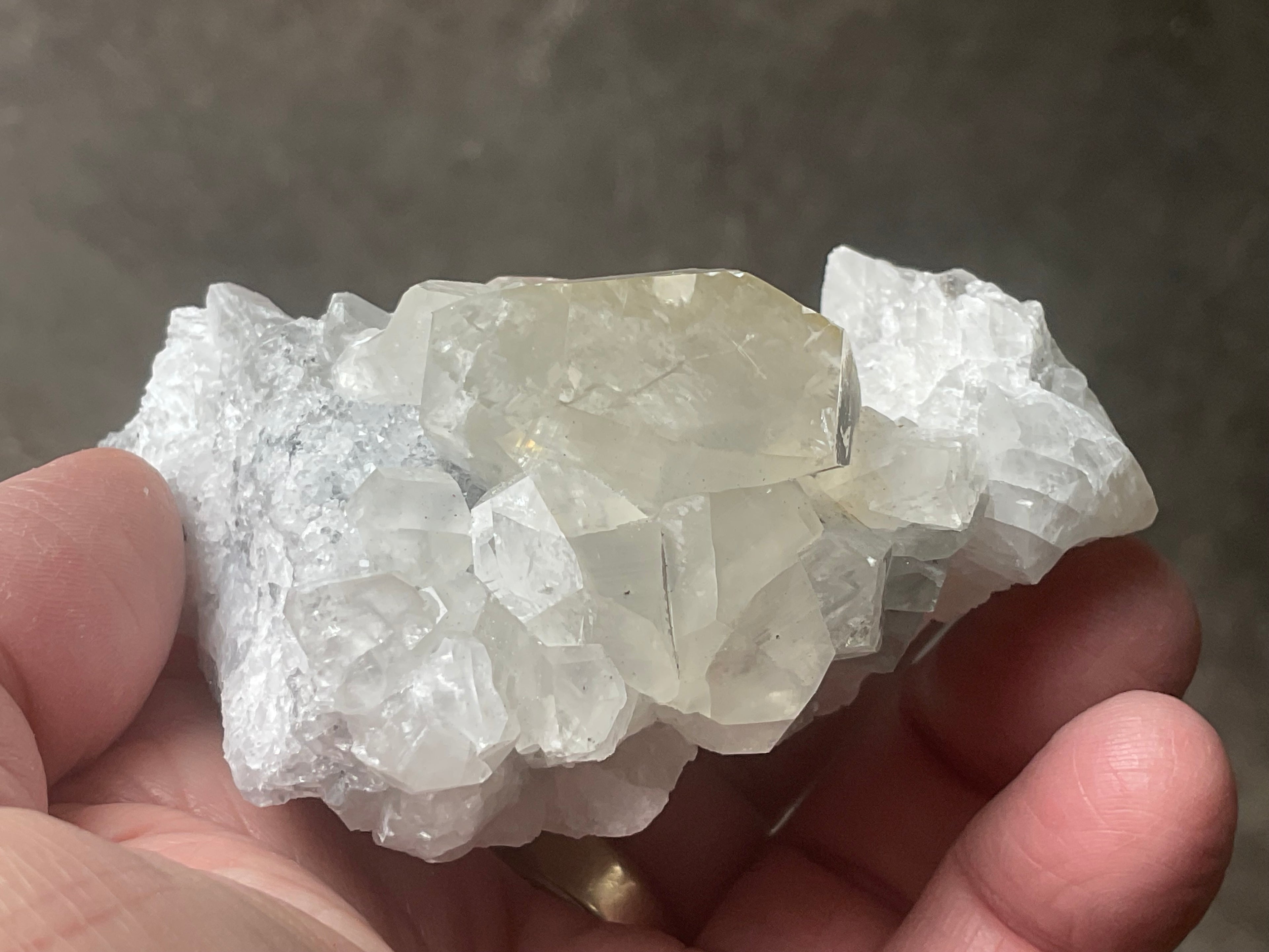 143g Large Diamond Calcite on Quartz Specimen 2A from Fujian, China