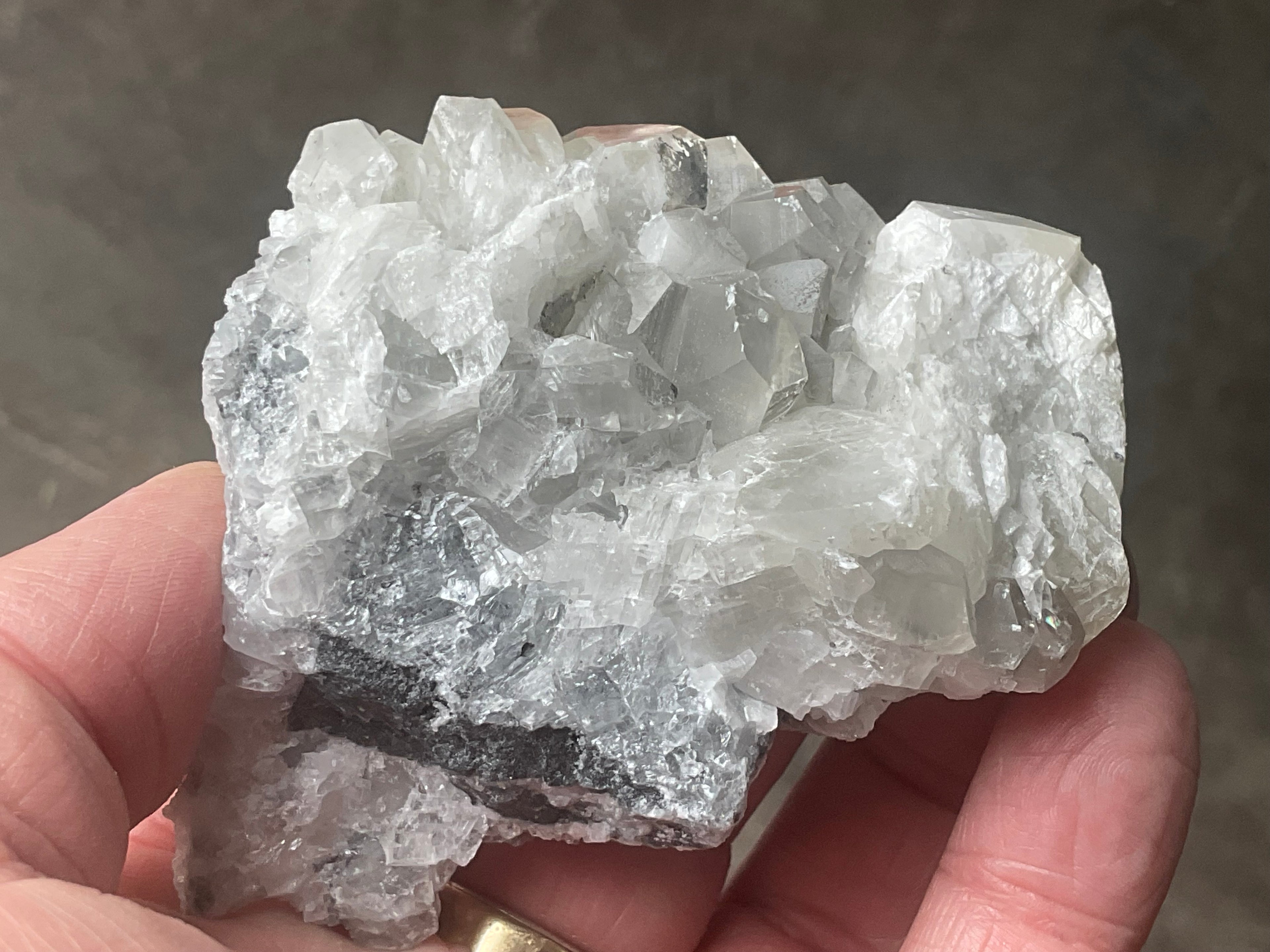 143g Large Diamond Calcite on Quartz Specimen 2A from Fujian, China