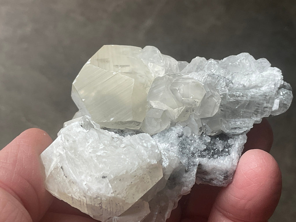 143g Large Diamond Calcite on Quartz Specimen 2A from Fujian, China