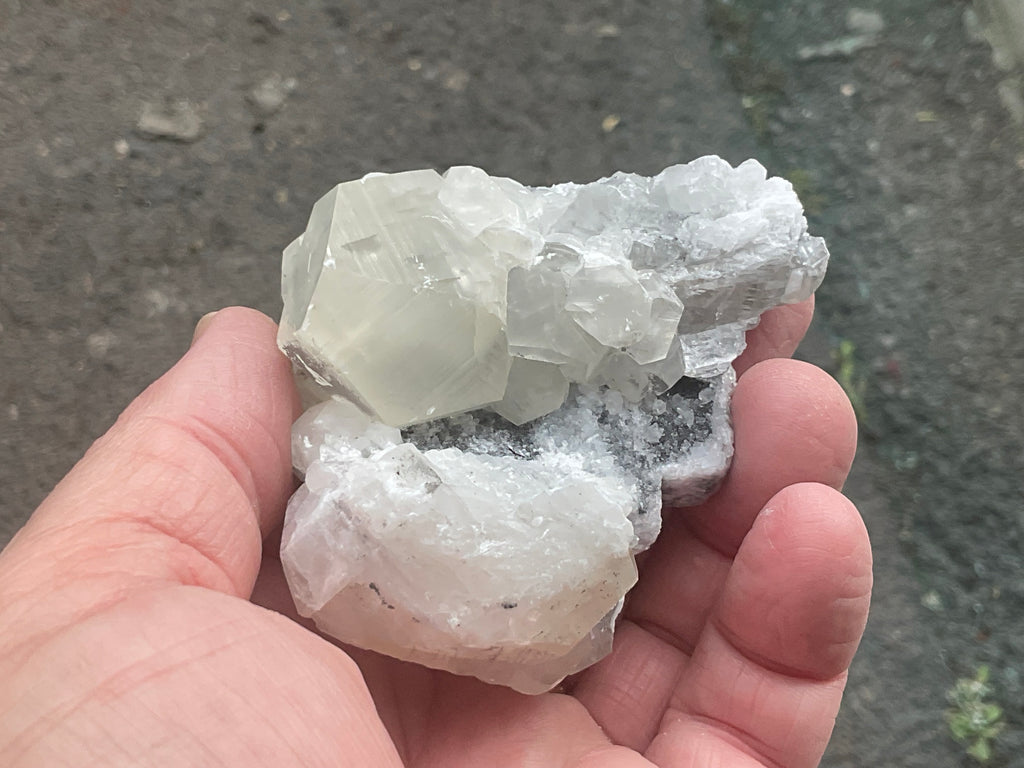 143g Large Diamond Calcite on Quartz Specimen 2A from Fujian, China