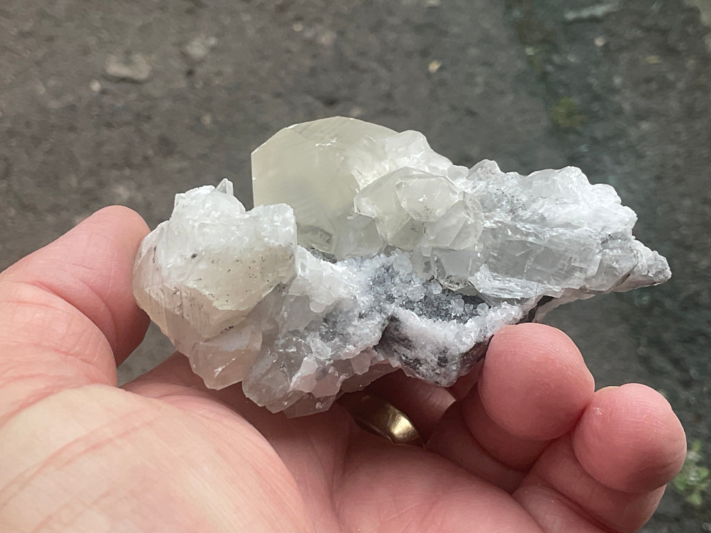 143g Large Diamond Calcite on Quartz Specimen 2A from Fujian, China