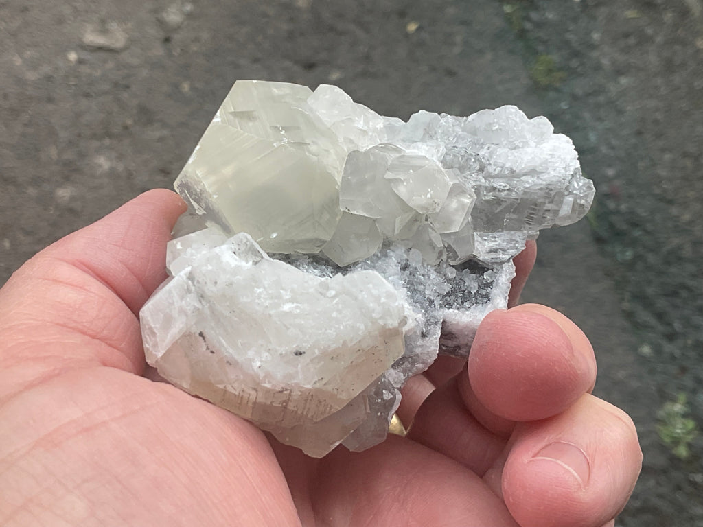 143g Large Diamond Calcite on Quartz Specimen 2A from Fujian, China