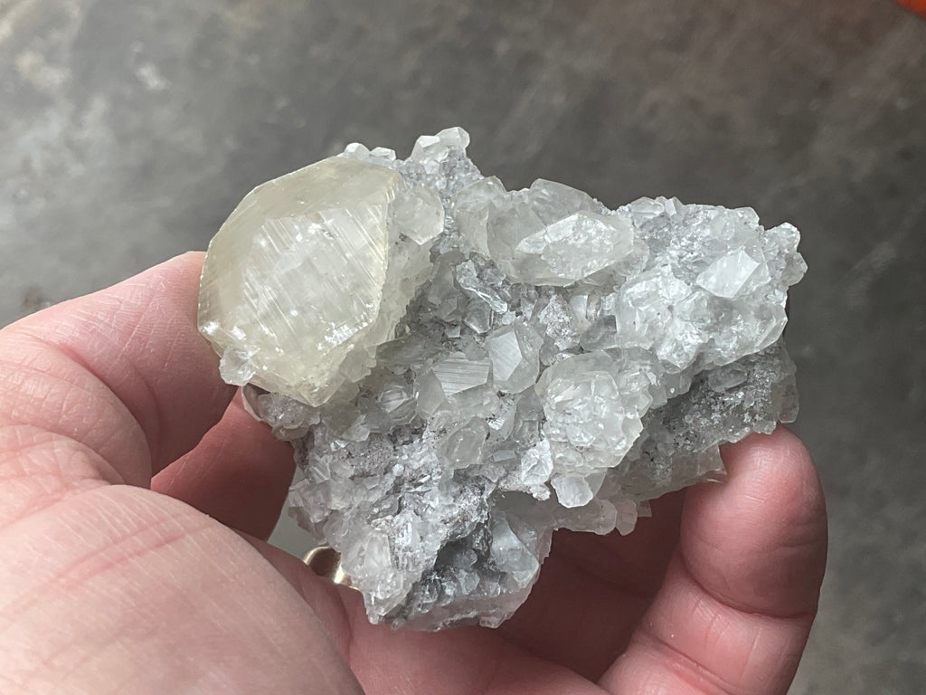168g Large Diamond Calcite on Quartz Matrix Specimen 2B from Fujian, China