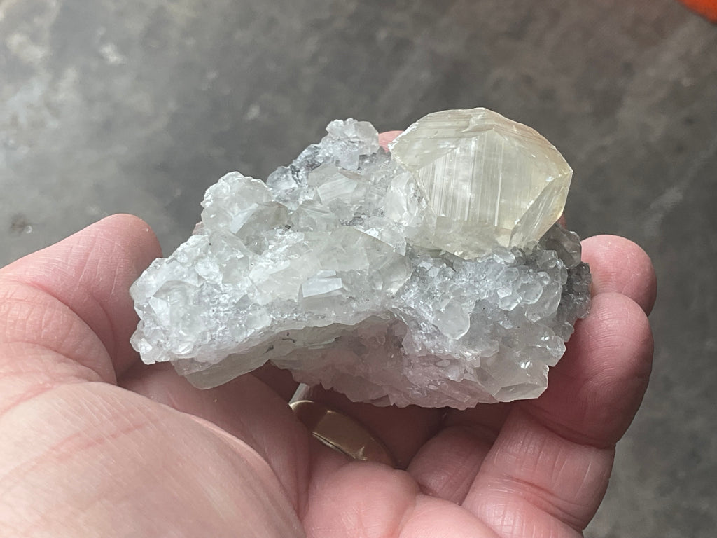168g Large Diamond Calcite on Quartz Matrix Specimen 2B from Fujian, China