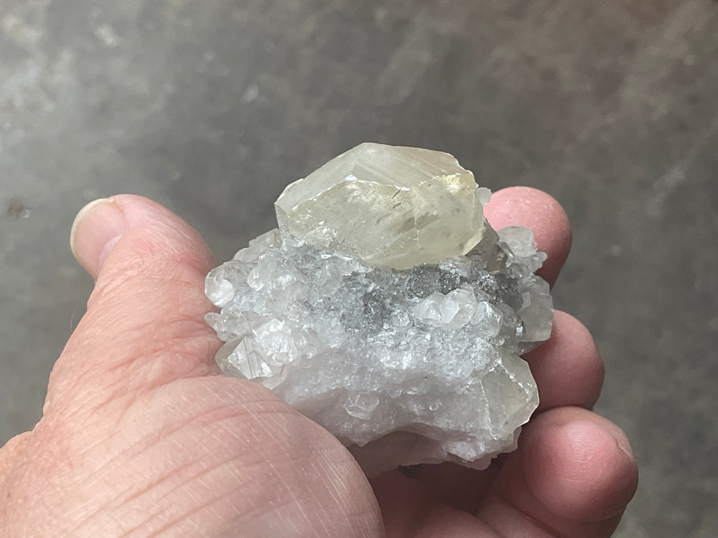 168g Large Diamond Calcite on Quartz Matrix Specimen 2B from Fujian, China