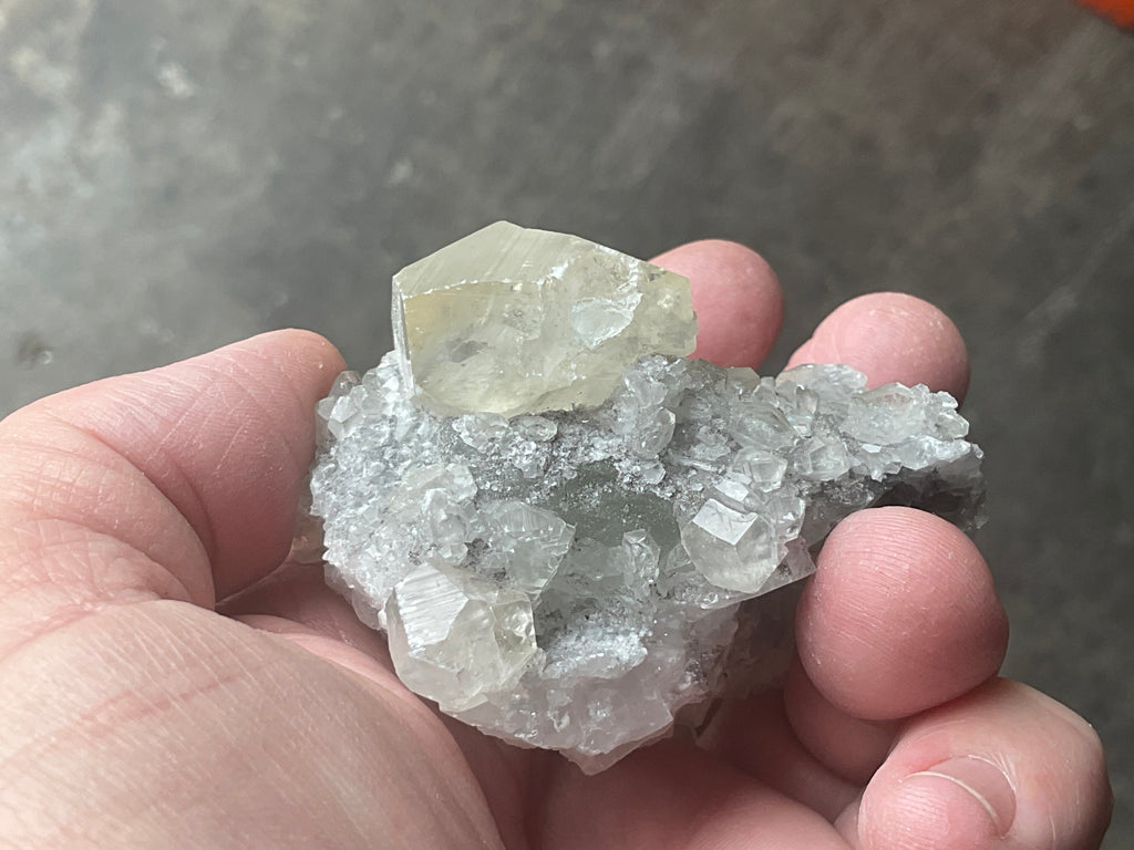168g Large Diamond Calcite on Quartz Matrix Specimen 2B from Fujian, China