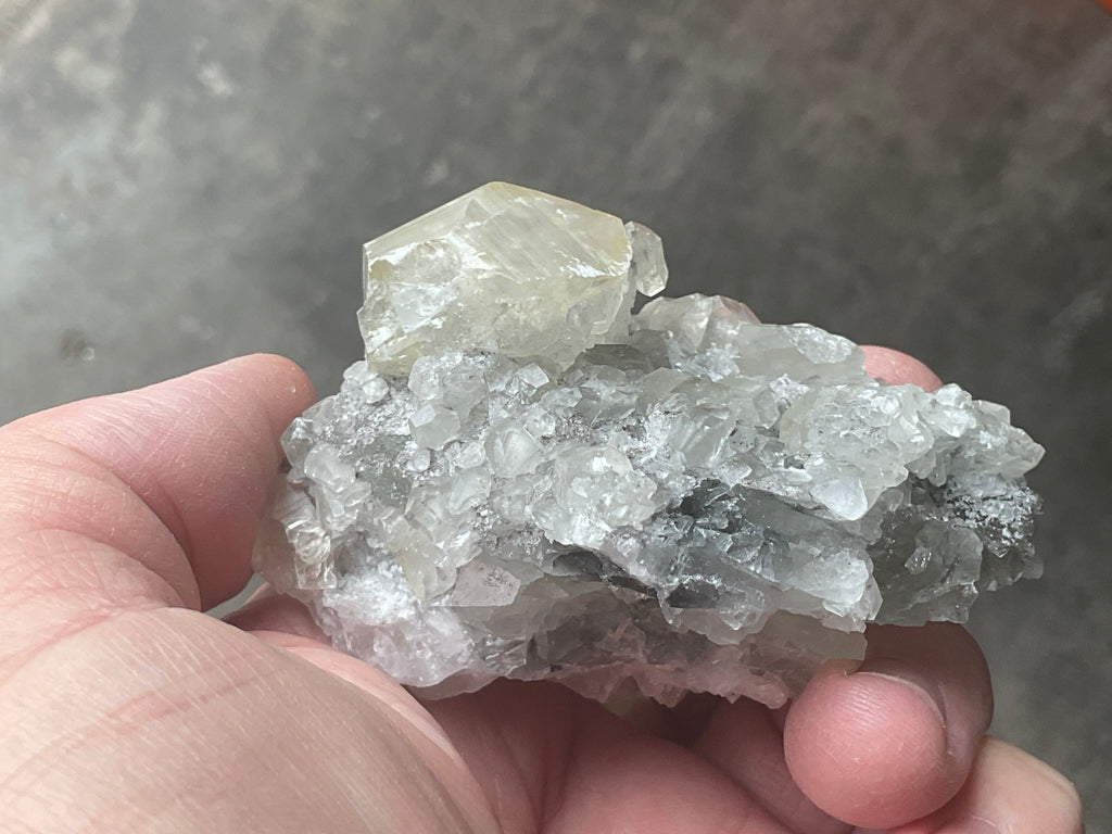 168g Large Diamond Calcite on Quartz Matrix Specimen 2B from Fujian, China