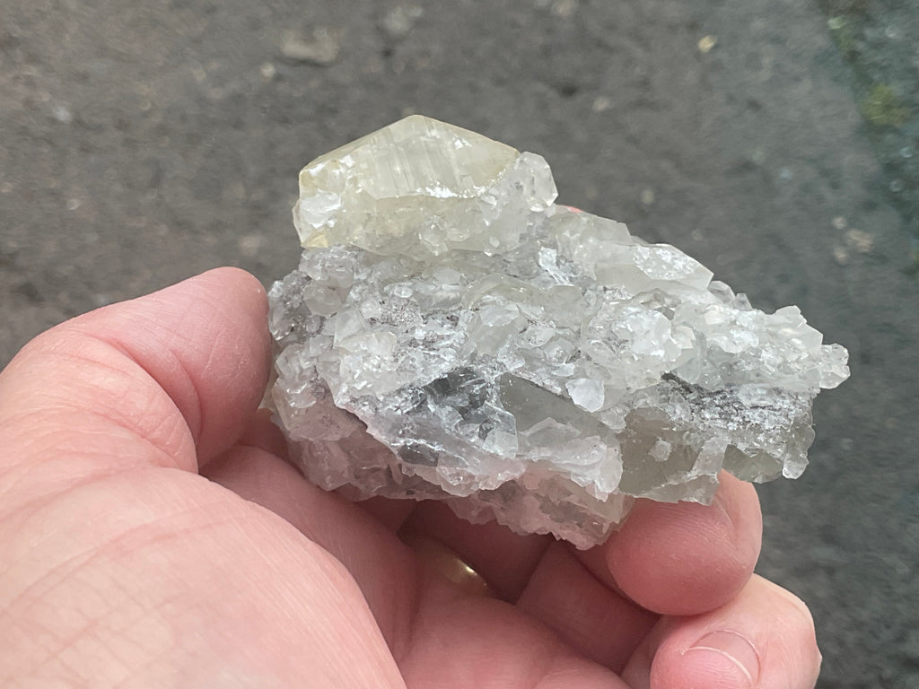 168g Large Diamond Calcite on Quartz Matrix Specimen 2B from Fujian, China