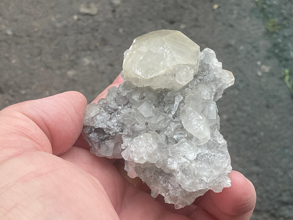 168g Large Diamond Calcite on Quartz Matrix Specimen 2B from Fujian, China