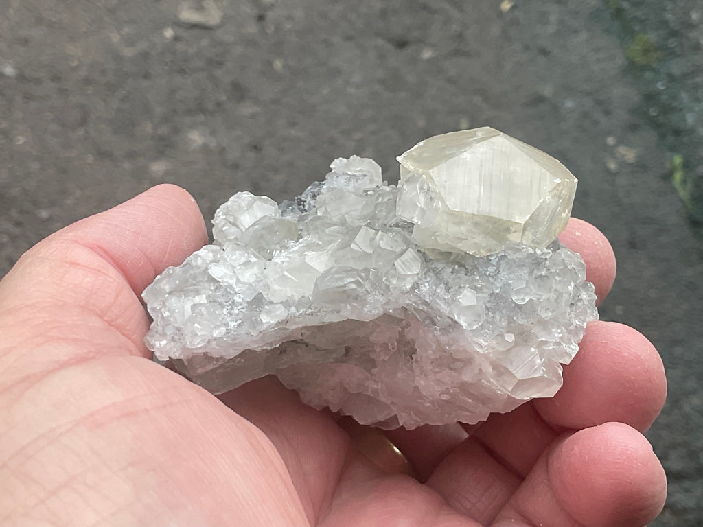 168g Large Diamond Calcite on Quartz Matrix Specimen 2B from Fujian, China