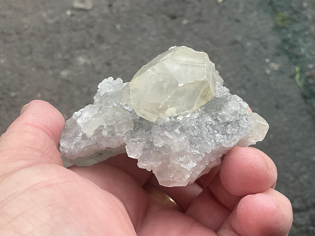 168g Large Diamond Calcite on Quartz Matrix Specimen 2B from Fujian, China