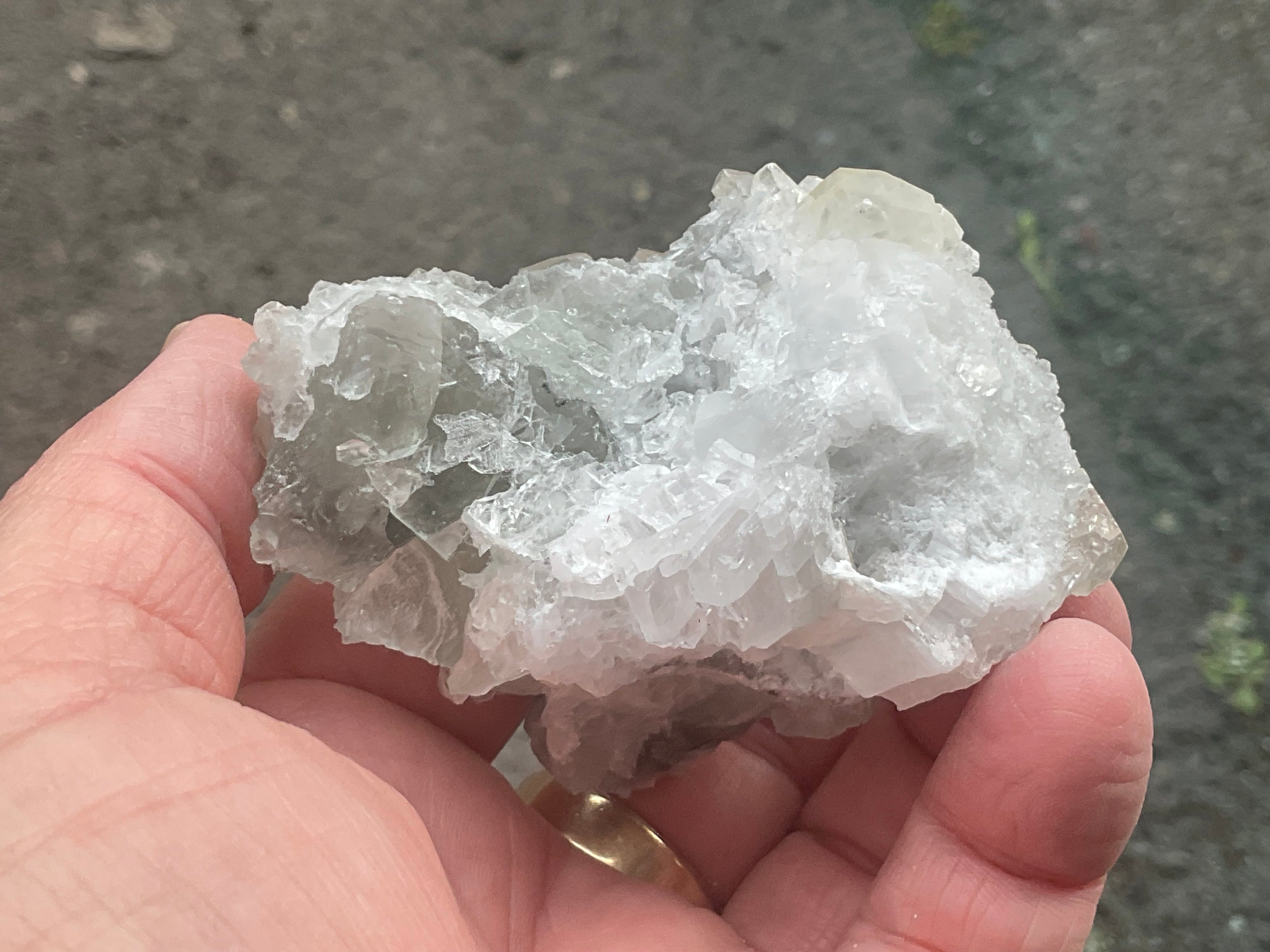 168g Large Diamond Calcite on Quartz Matrix Specimen 2B from Fujian, China