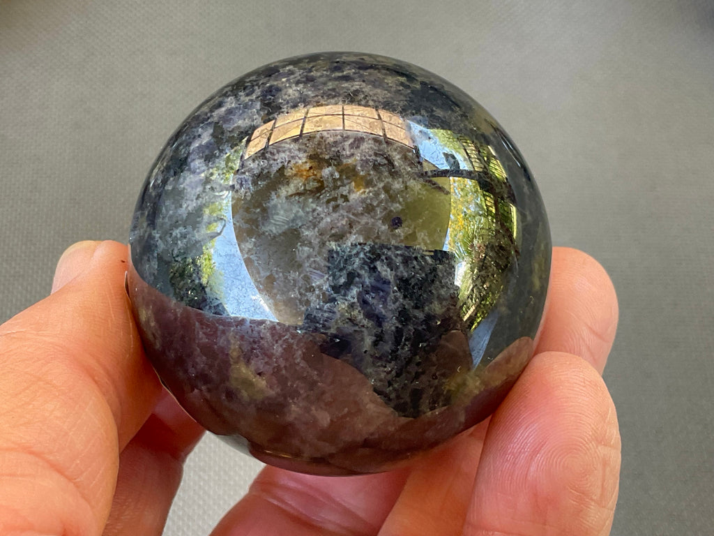 192g Iolite with Apatite Sphere 1A