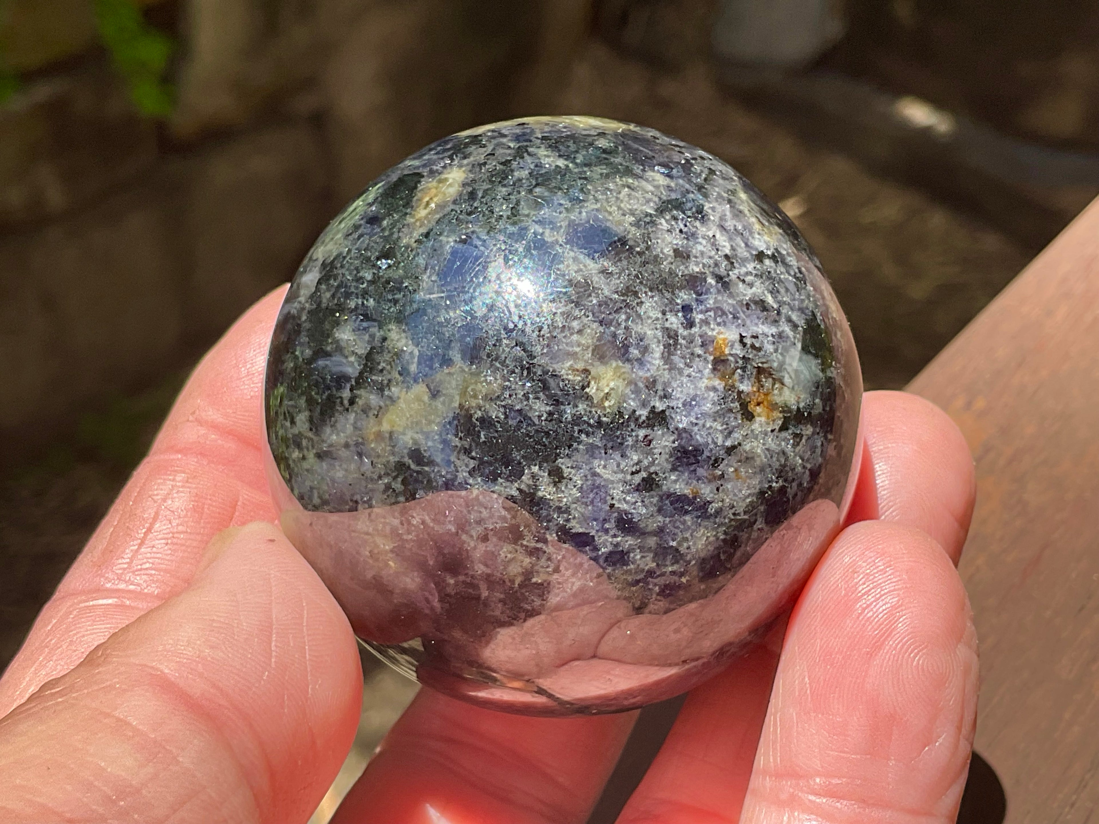 192g Iolite with Apatite Sphere 1A