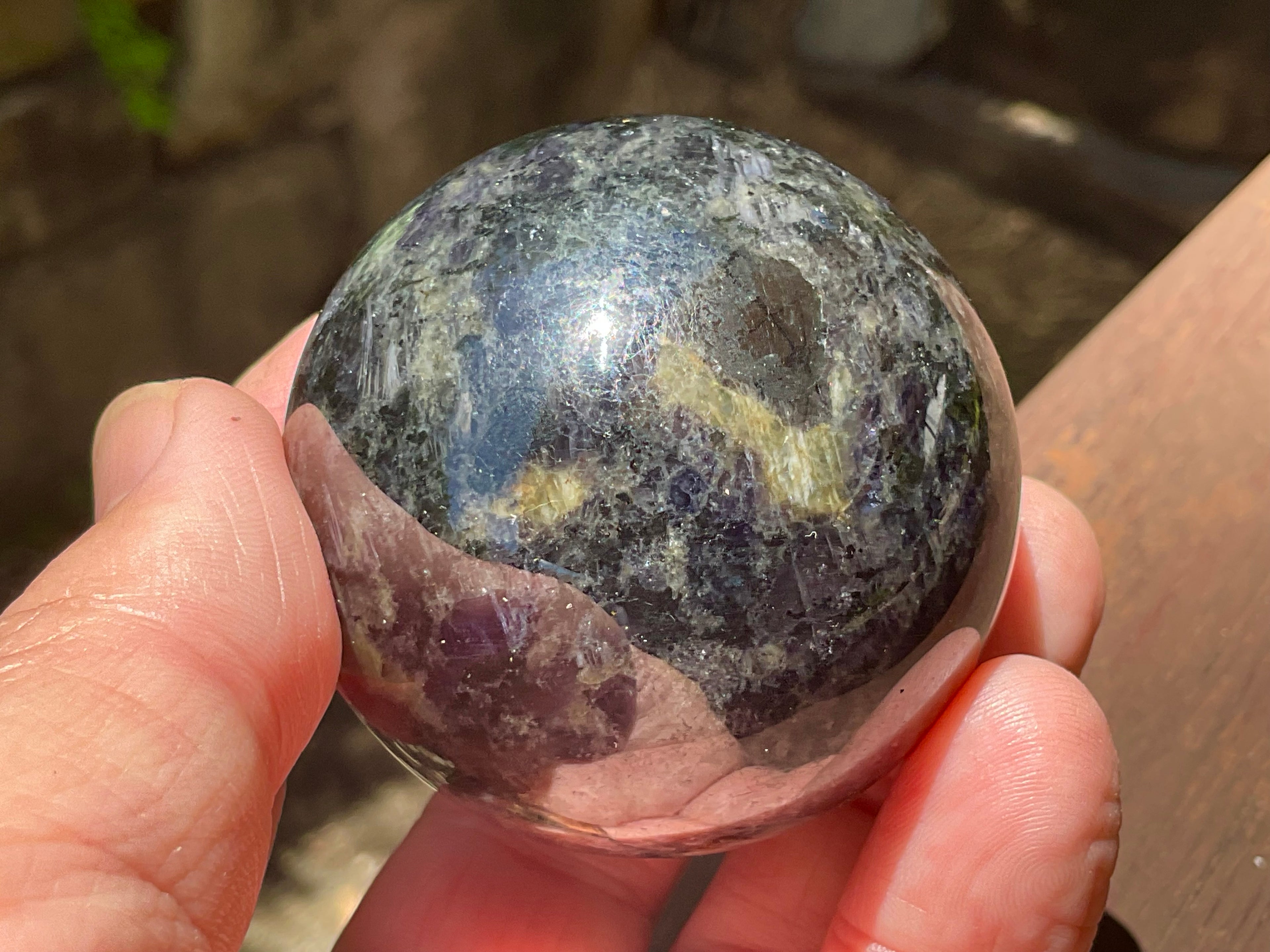 192g Iolite with Apatite Sphere 1A