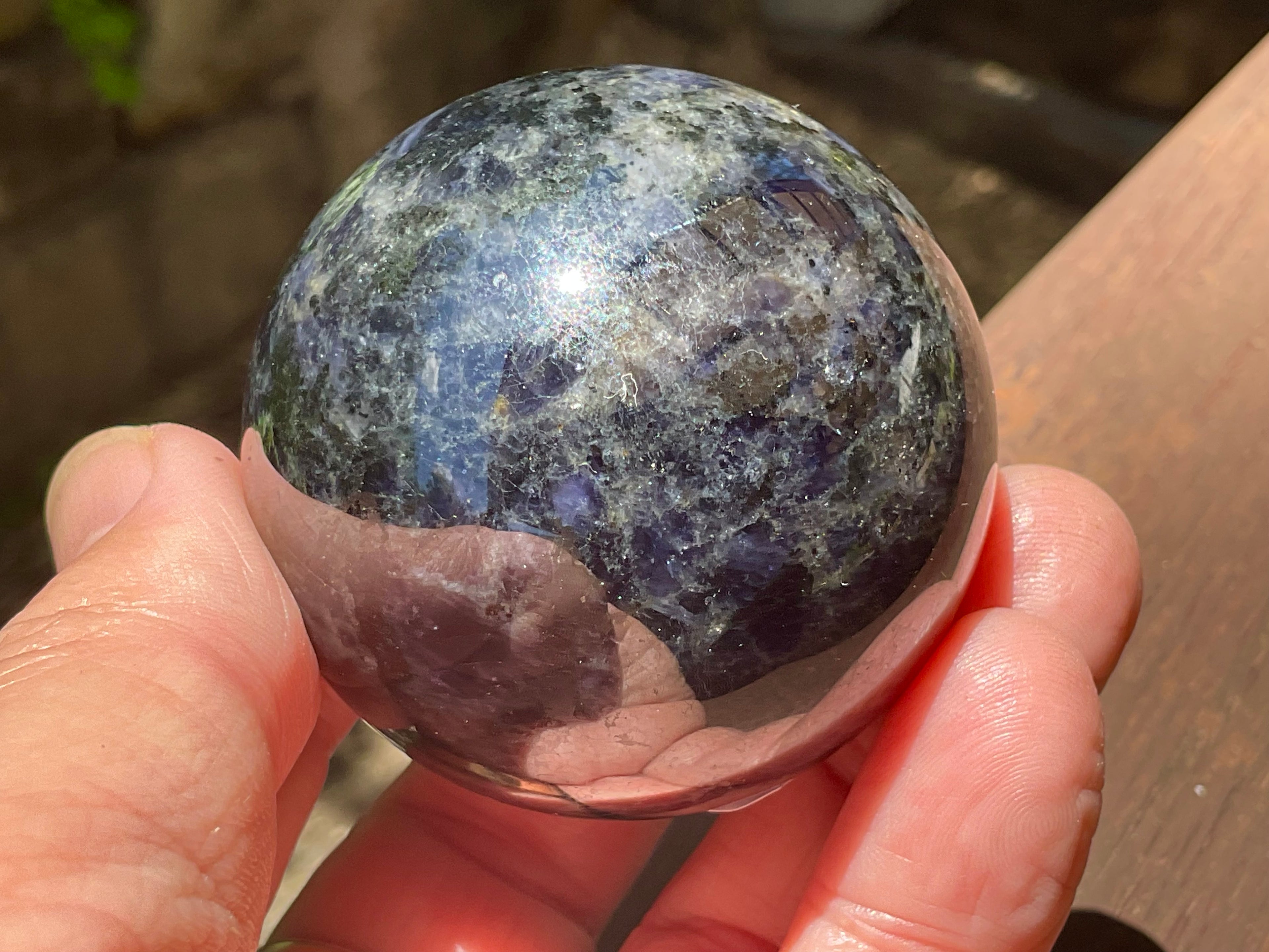 192g Iolite with Apatite Sphere 1A