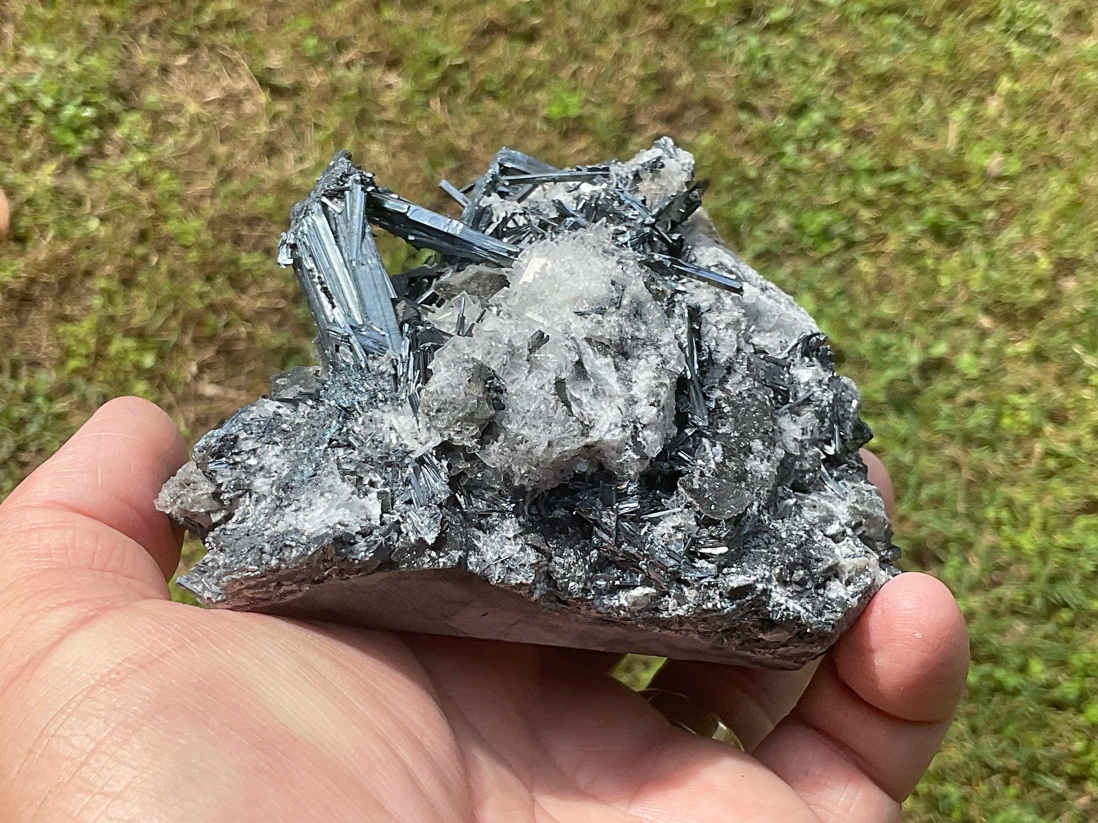 576g Stibnite with White Baryte Specimen