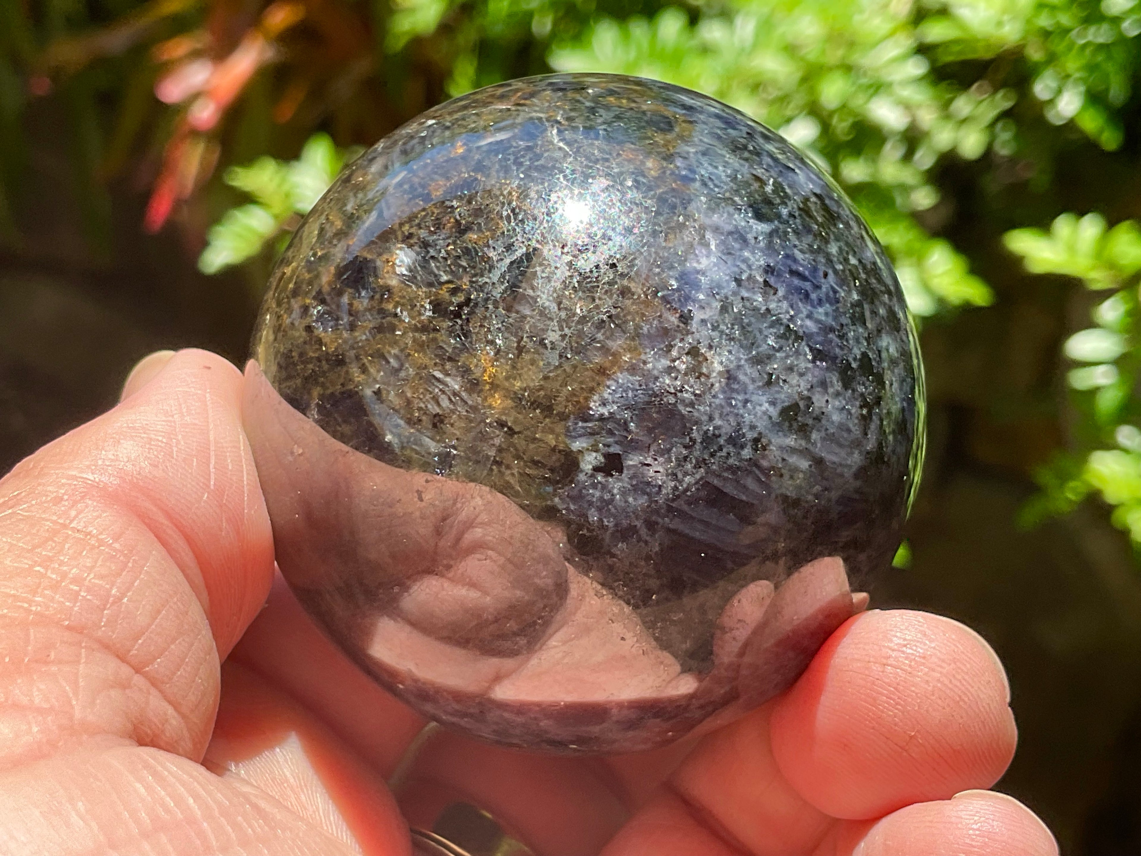 236g Iolite with Apatite Sphere 3A
