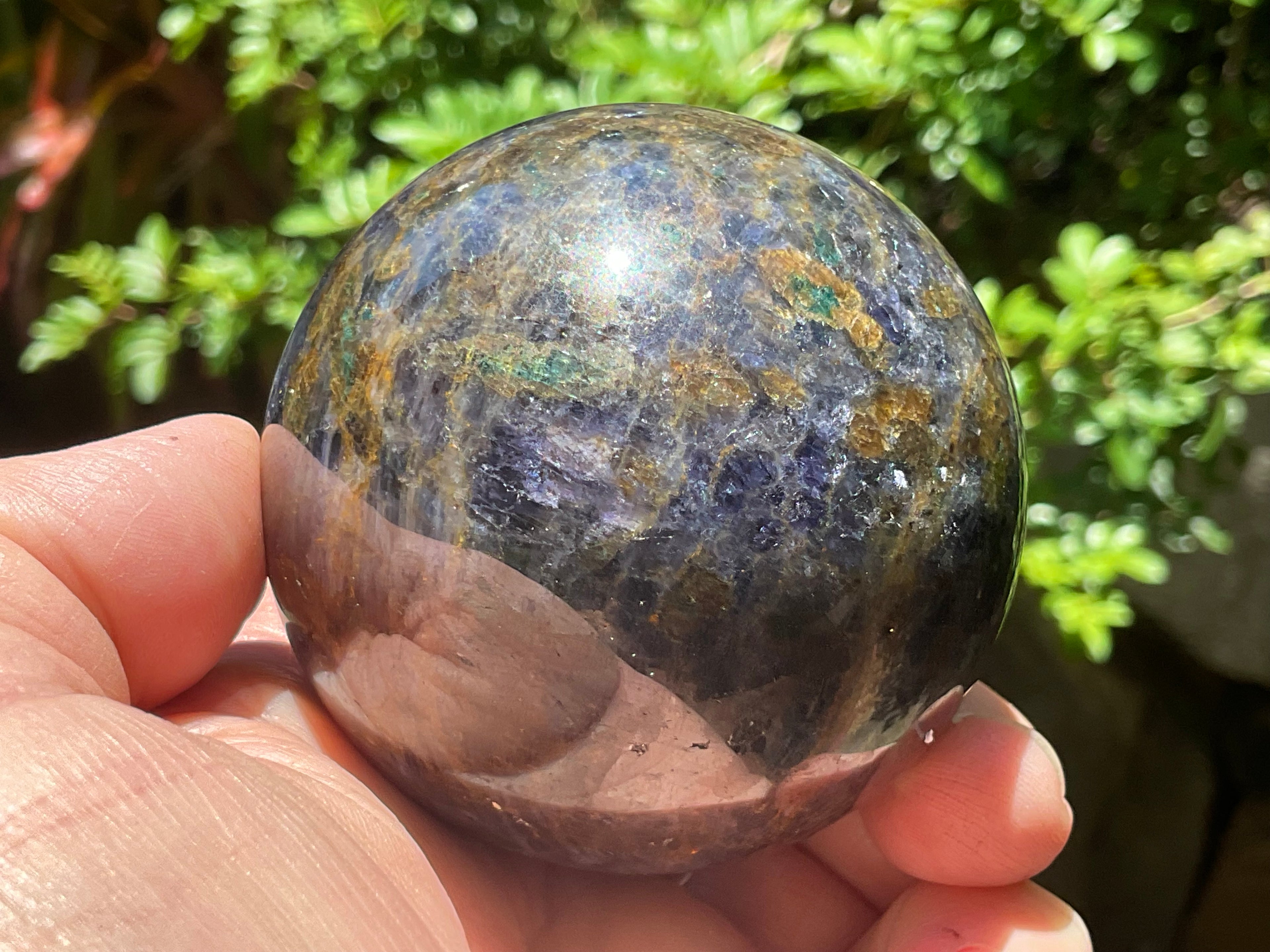 372g Iolite with Apatite Sphere 4B