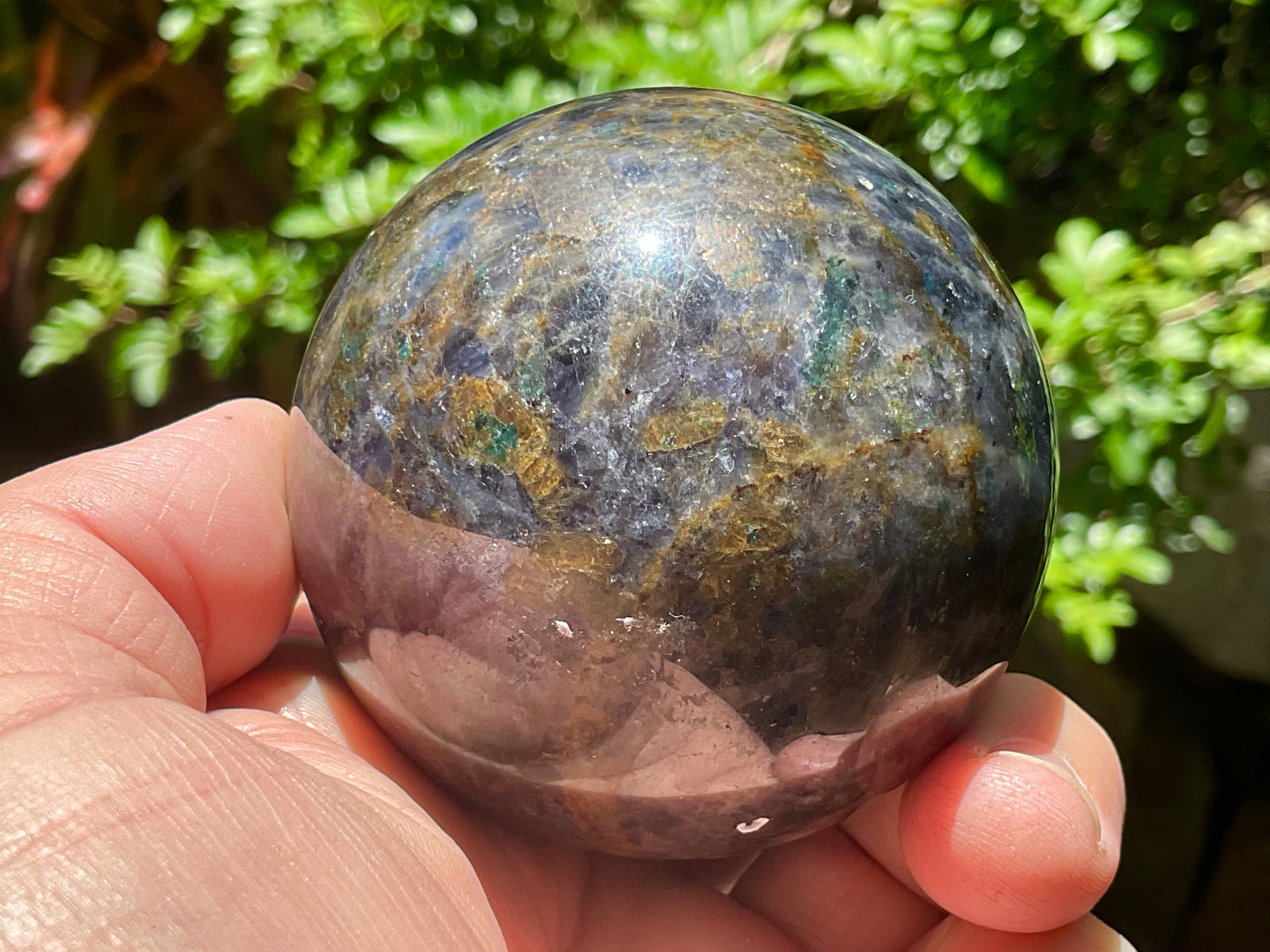 372g Iolite with Apatite Sphere 4B