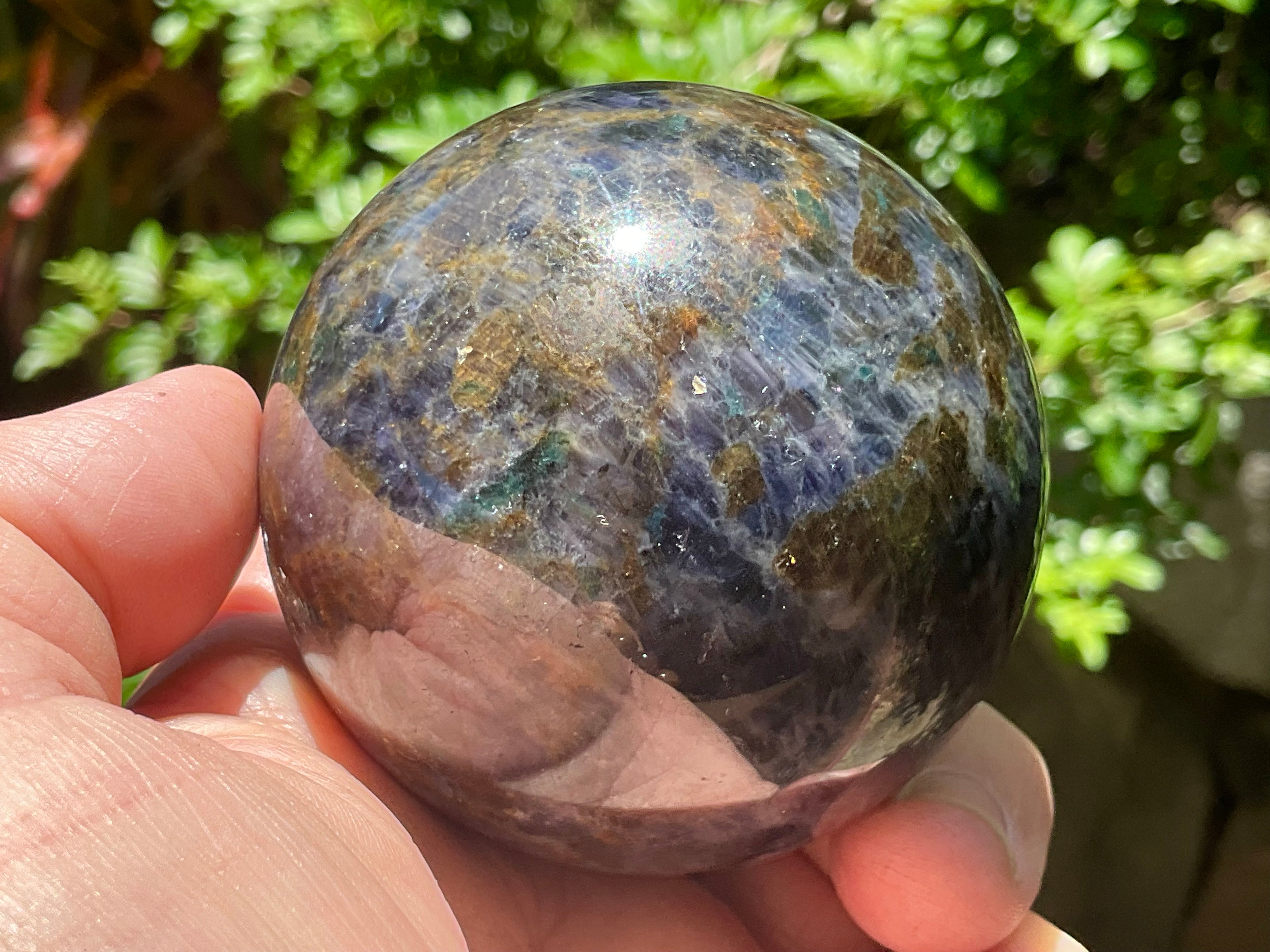 372g Iolite with Apatite Sphere 4B