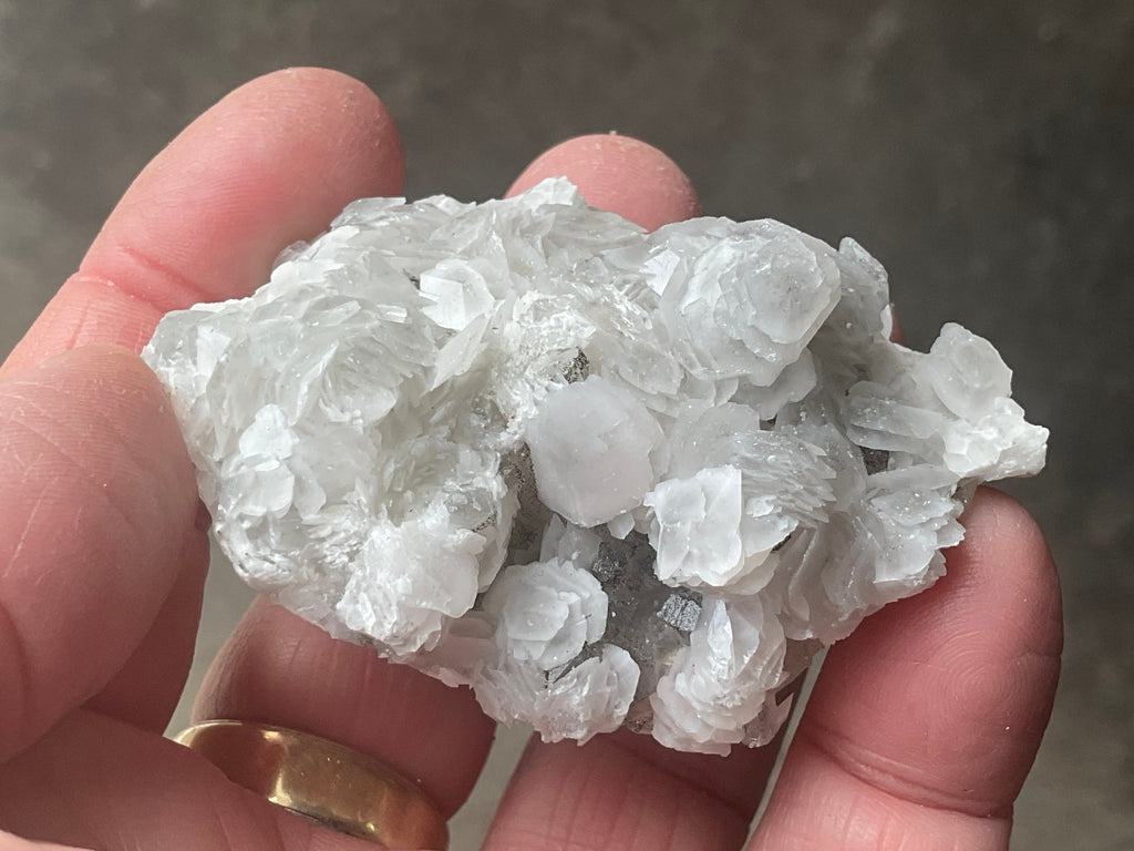 80g Schistose Calcite on Hematite/Goethite Spotted Quartz Cluster 1C