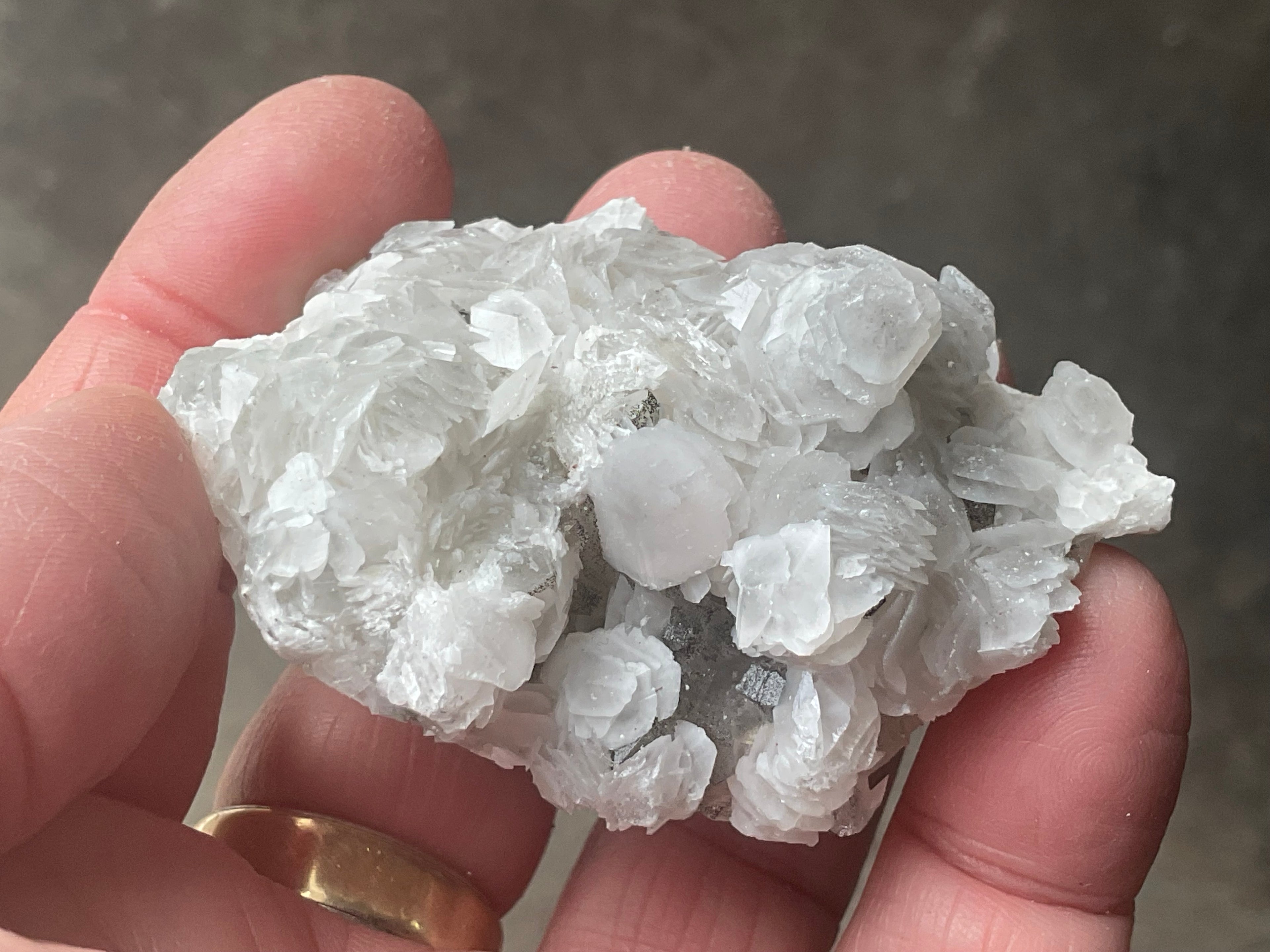 80g Schistose Calcite on Hematite/Goethite Spotted Quartz Cluster 1C