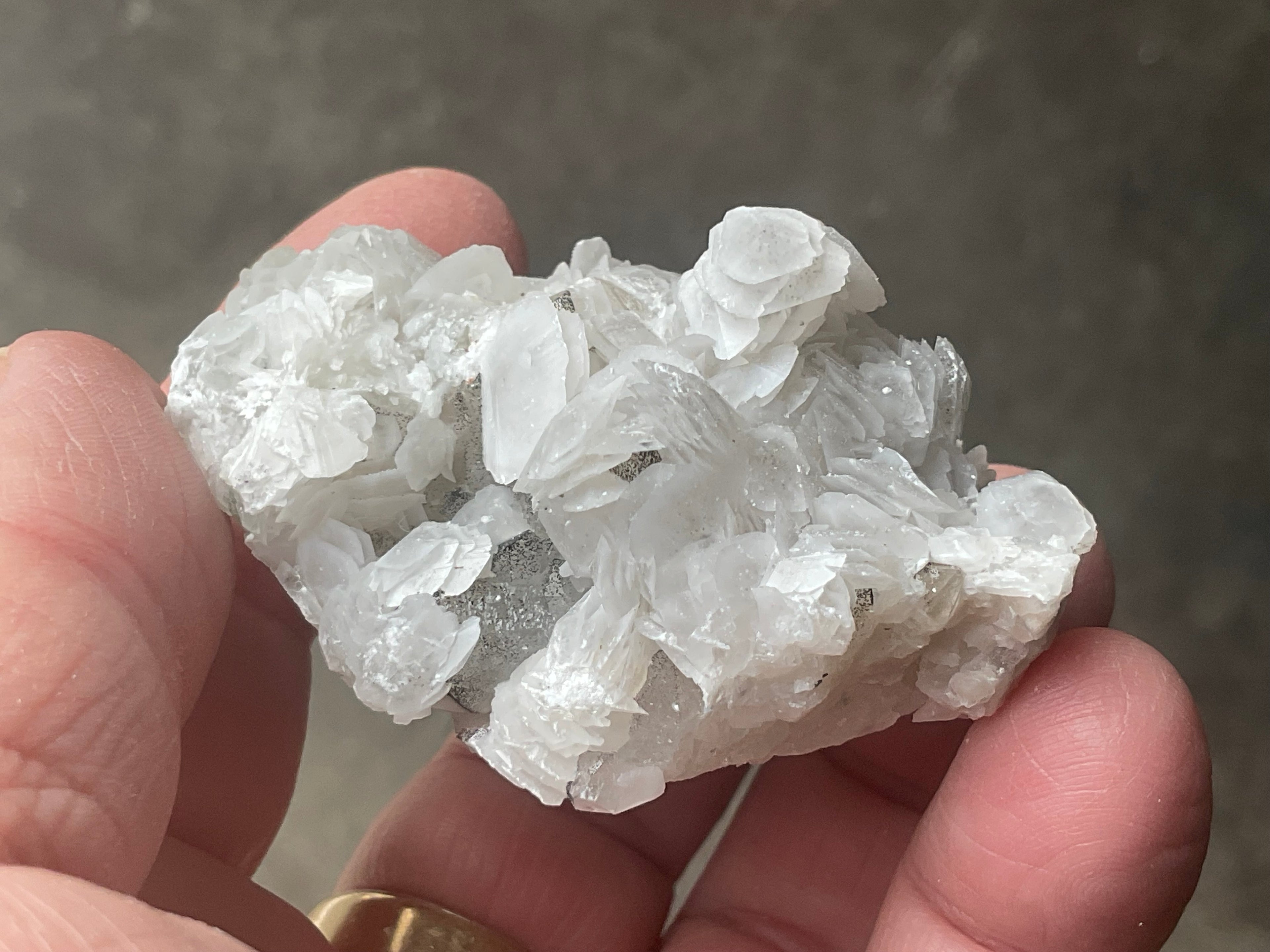 80g Schistose Calcite on Hematite/Goethite Spotted Quartz Cluster 1C